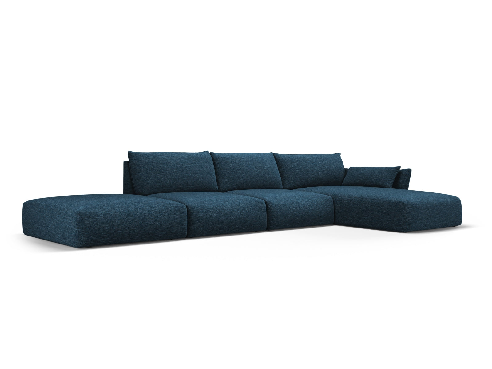 Elegantes 5-Sitzer Ecksofa rechts Matera in Royal Blue-Haga, ideal für stilvolle Wohnräume, präsentiert von Cosmopolitan Design.