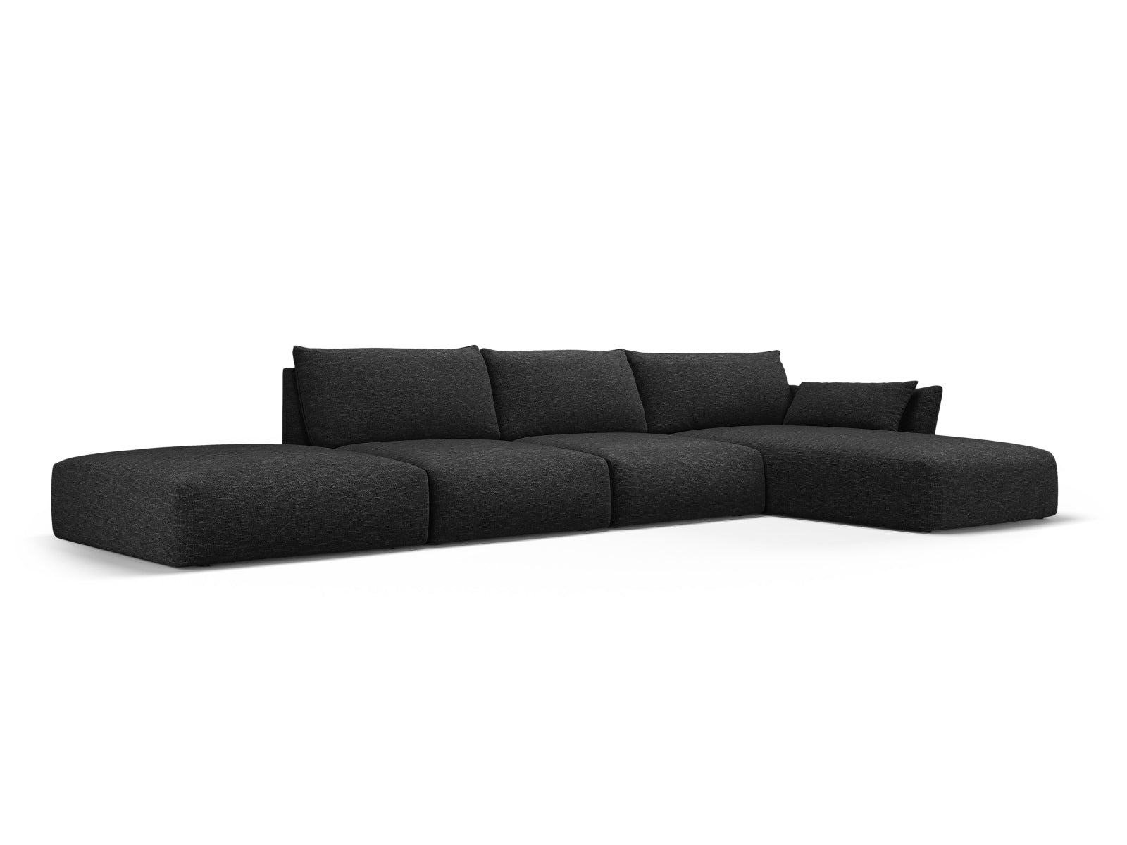 Elegantes 5-Sitzer Ecksofa rechts Matera in stilvollem Schwarz, ideal für moderne Wohnräume, von Cosmopolitan Design.