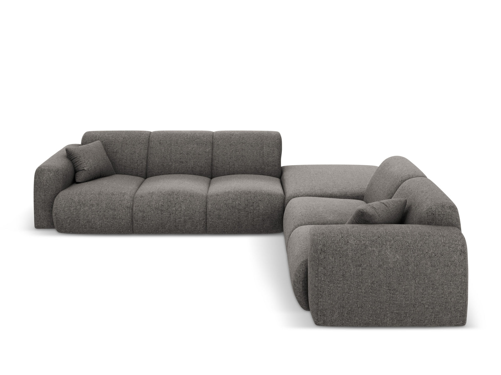 Elegantes Nolio Ecksofa rechts, 4-Sitzer in zeitlosem Grau, perfekt für stilvolle Wohnzimmer und gesellige Zusammenkünfte.