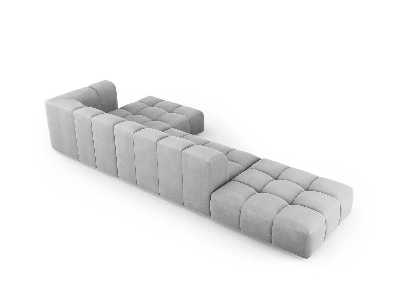 Elegantes 5-Sitzer Ecksofa Moritz in zeitlosem Grau, perfekt für gesellige Abende und stilvolle Einrichtungsideen.
