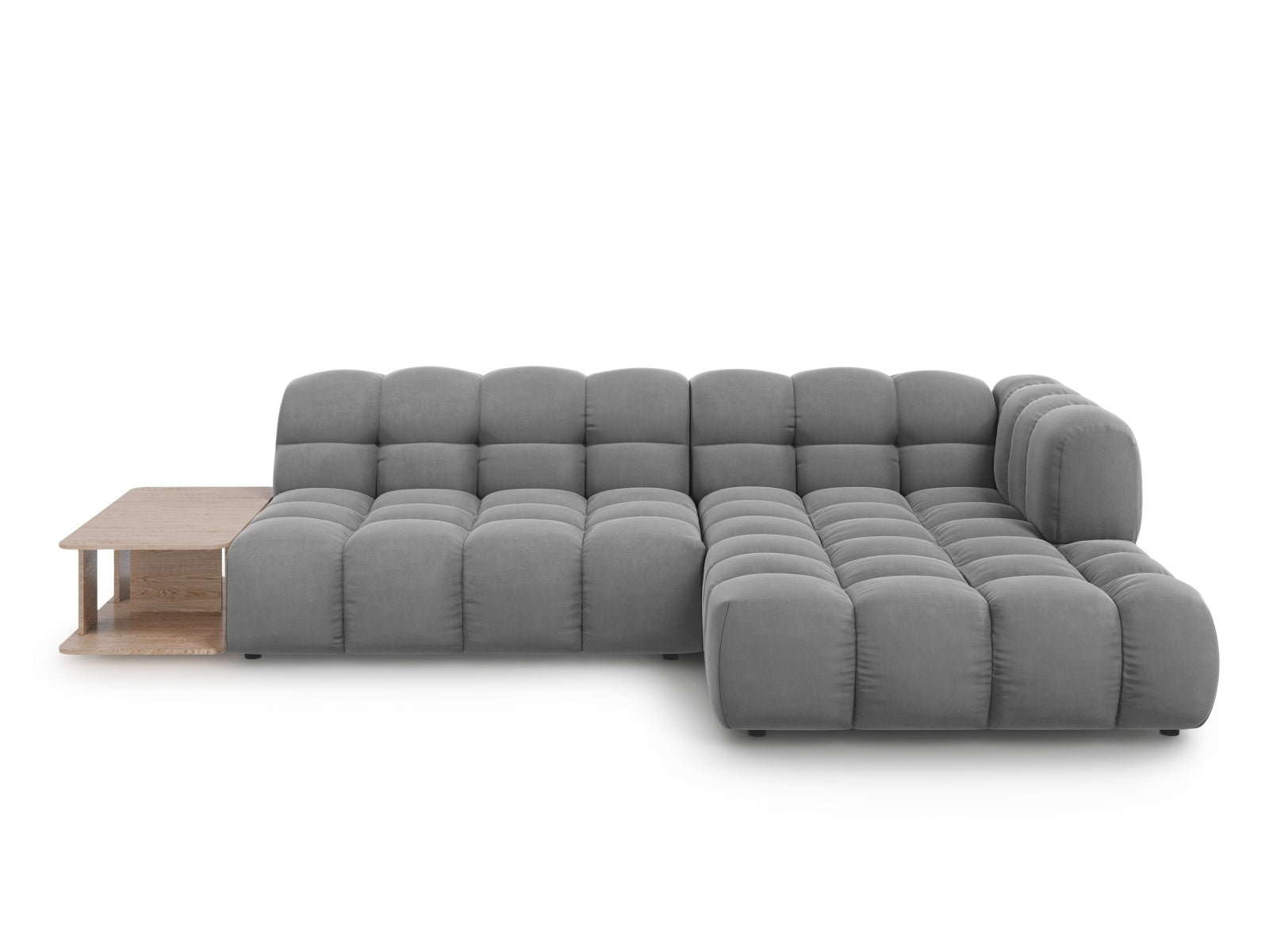 Elegantes modulares Ecksofa in hochwertigem Velours, rechte Variante, ideal für stilvolle Wohnräume und gemütliche Abende.