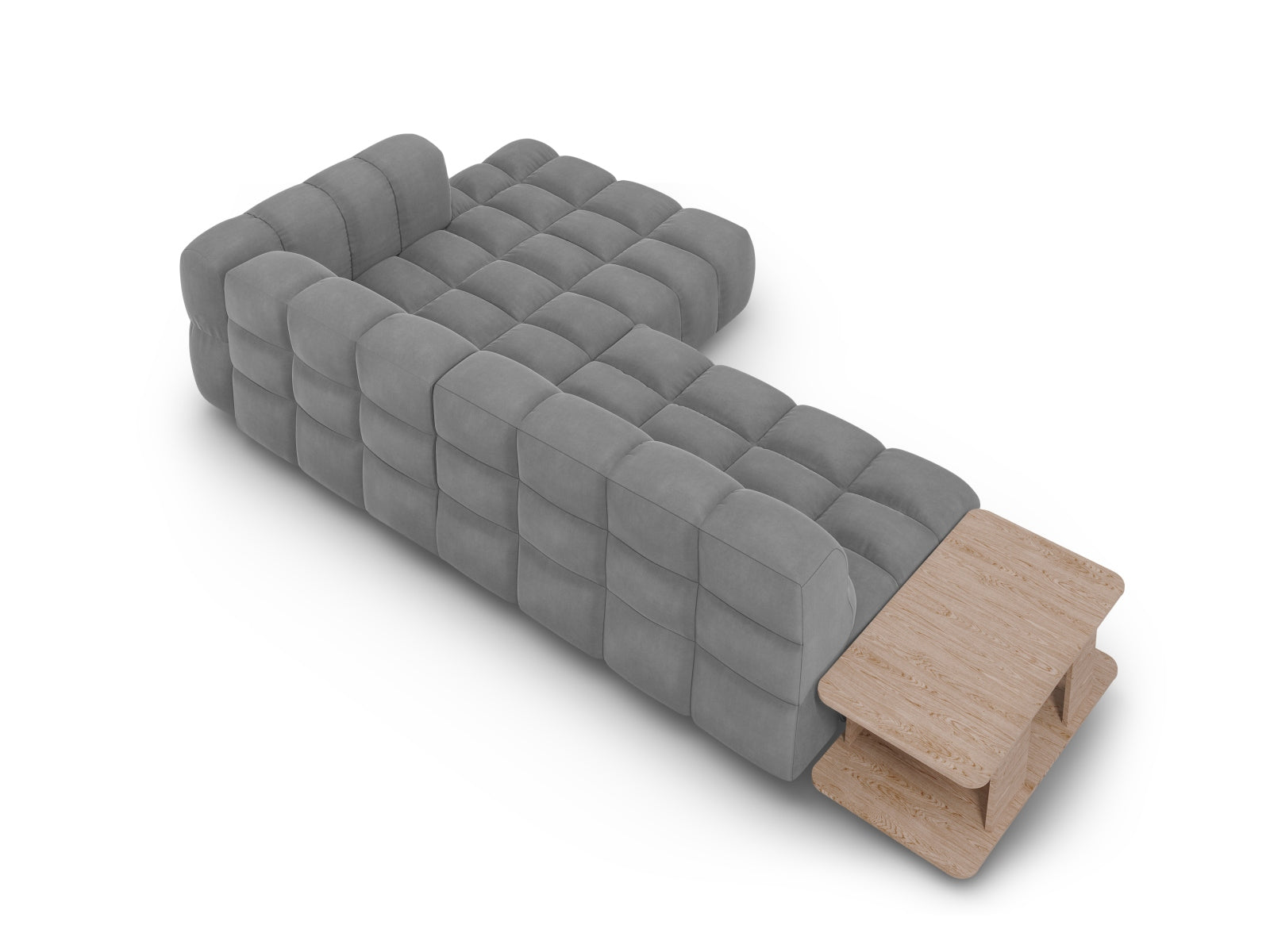 Modulares 4-Sitzer Ecksofa in luxuriösem Velours, rechte Ausführung, perfekt für moderne Wohnkonzepte und entspannte Stunden.