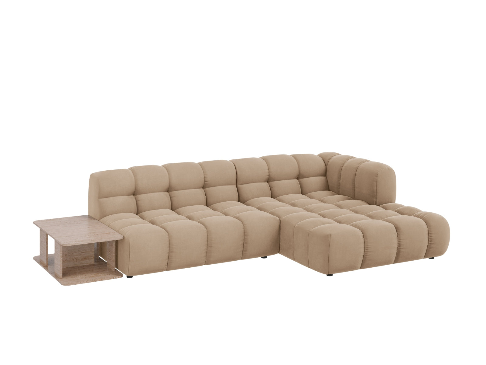 Entdecken Sie das elegante Sky Velour Ecksofa rechts 4 Sitzer von Cosmopolitan Design – stilvoll, modular und perfekt für Ihr modernes Wohnzimmer.