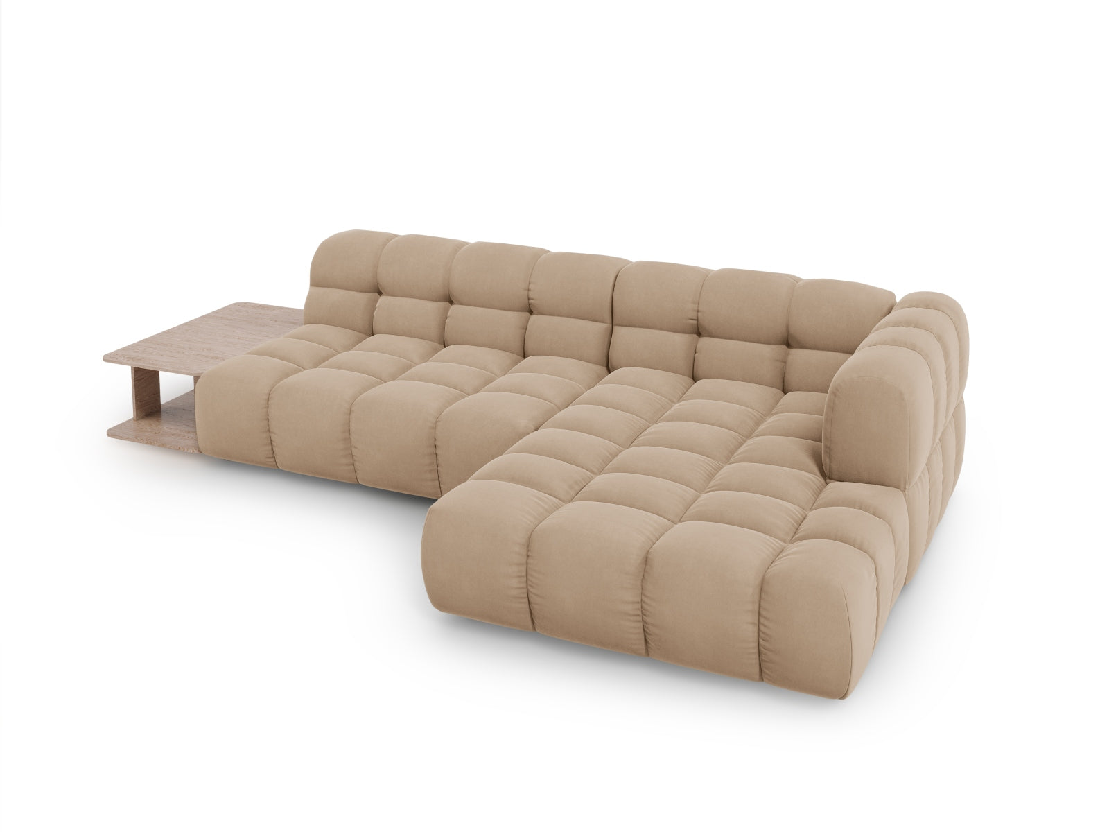Erleben Sie das Sky Velour Ecksofa rechts 4 Sitzer von Cosmopolitan Design – ein modulares, komfortables Möbelstück, das Stil und Funktionalität vereint.