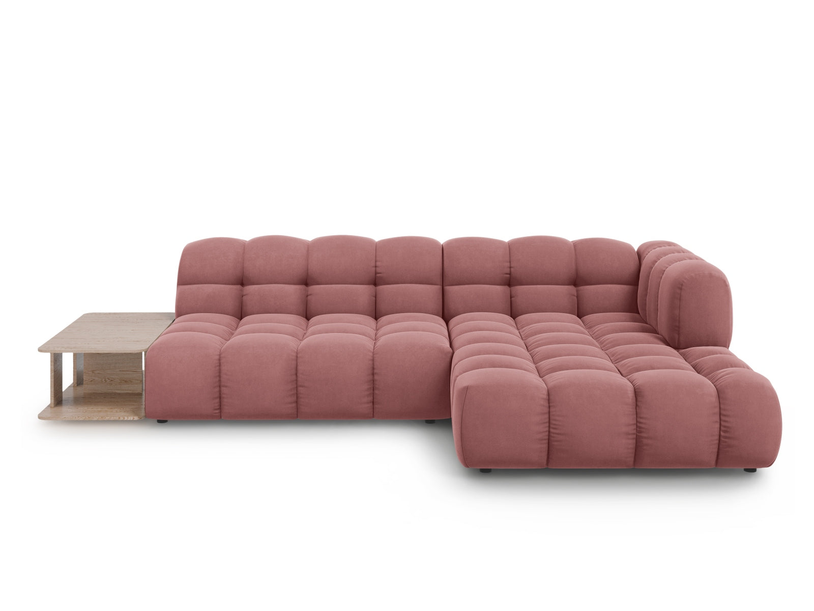 Elegantes modulares Ecksofa Sky Velour in zartem Flamingo-Casino, 4-Sitzer, ideal für stilvolle Wohnräume, erhältlich bei Cosmopolitan Design.