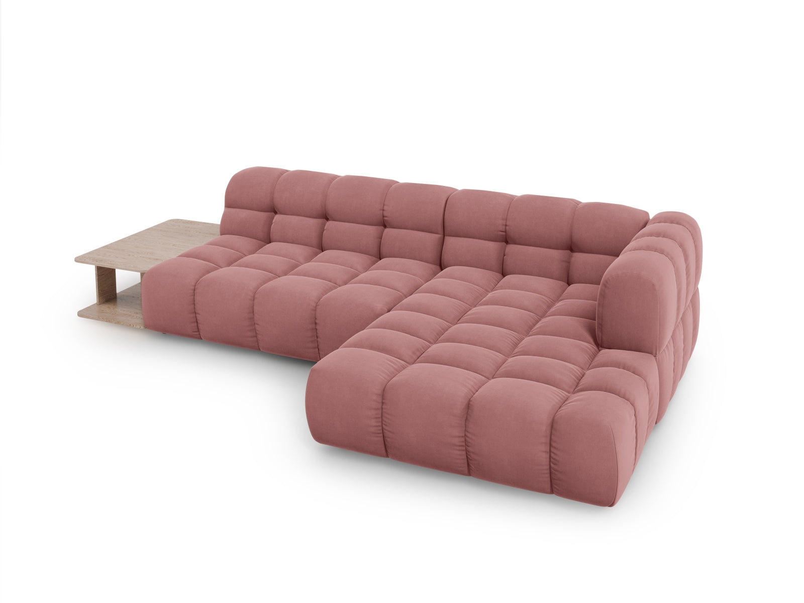 Elegantes modulares Ecksofa Sky Velour in zartem Flamingo-Casino, 4-Sitzer, ideal für stilvolle Wohnräume, erhältlich bei Cosmopolitan Design.