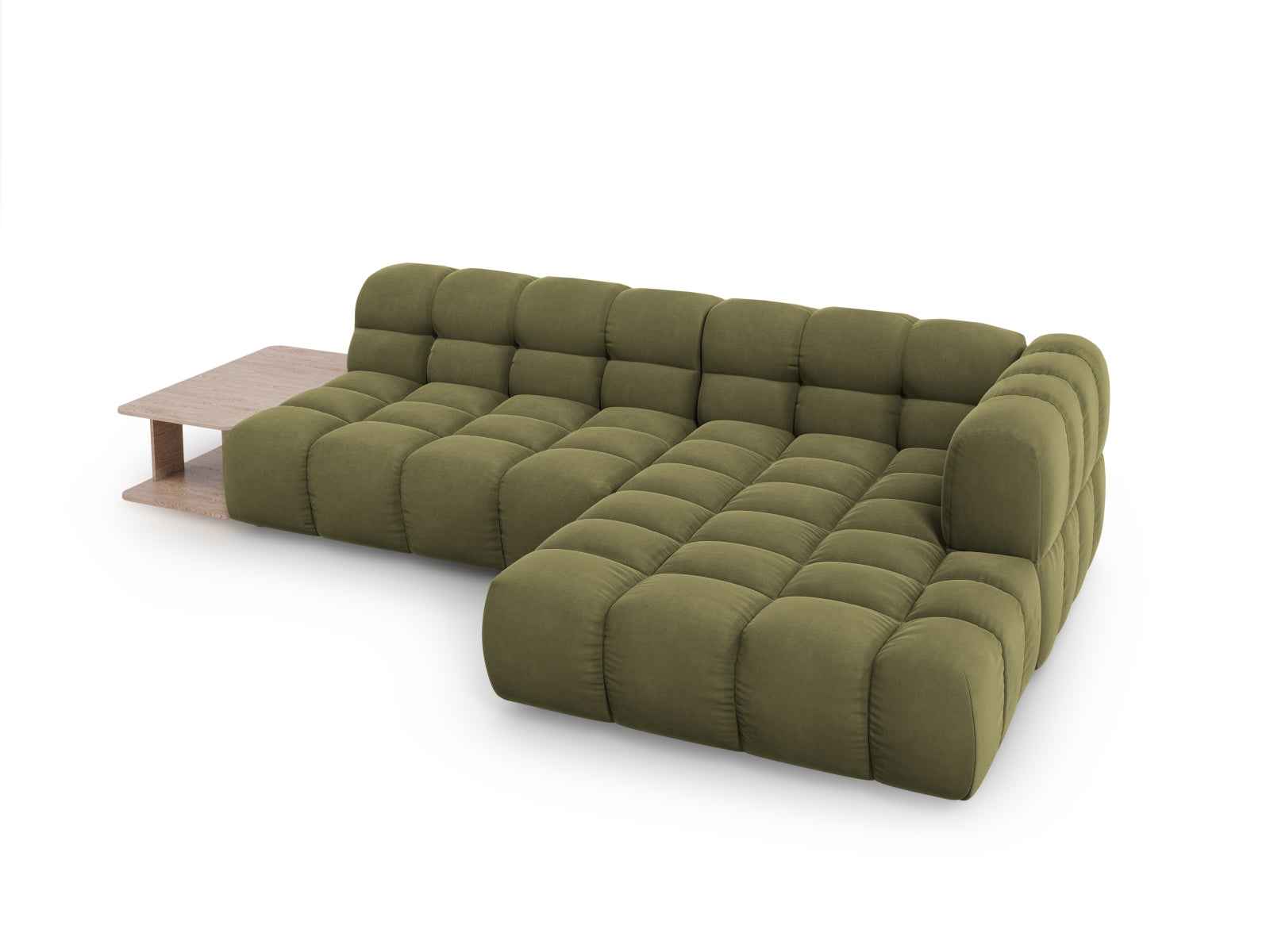 Elegantes, modulares Ecksofa in zartem Himmelblau, 4-Sitzer, ideal für stilvolle Wohnräume und gesellige Abende.
