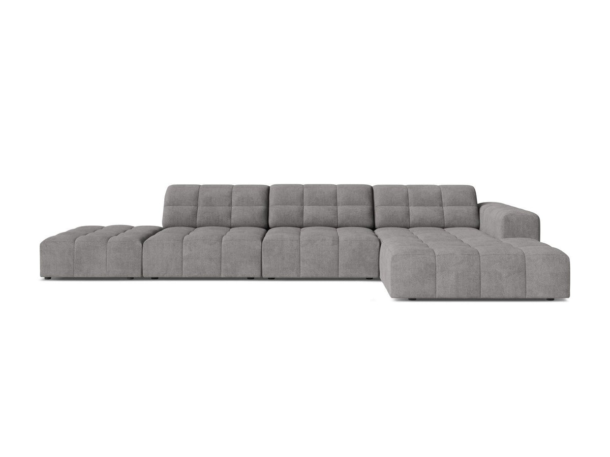 Chicago Ecksofa rechts, 5-Sitzer von Cosmopolitan Design mit Massivholzrahmen, Kunststoffbeinen und Eden-Stoffbezug in Light Beige.
