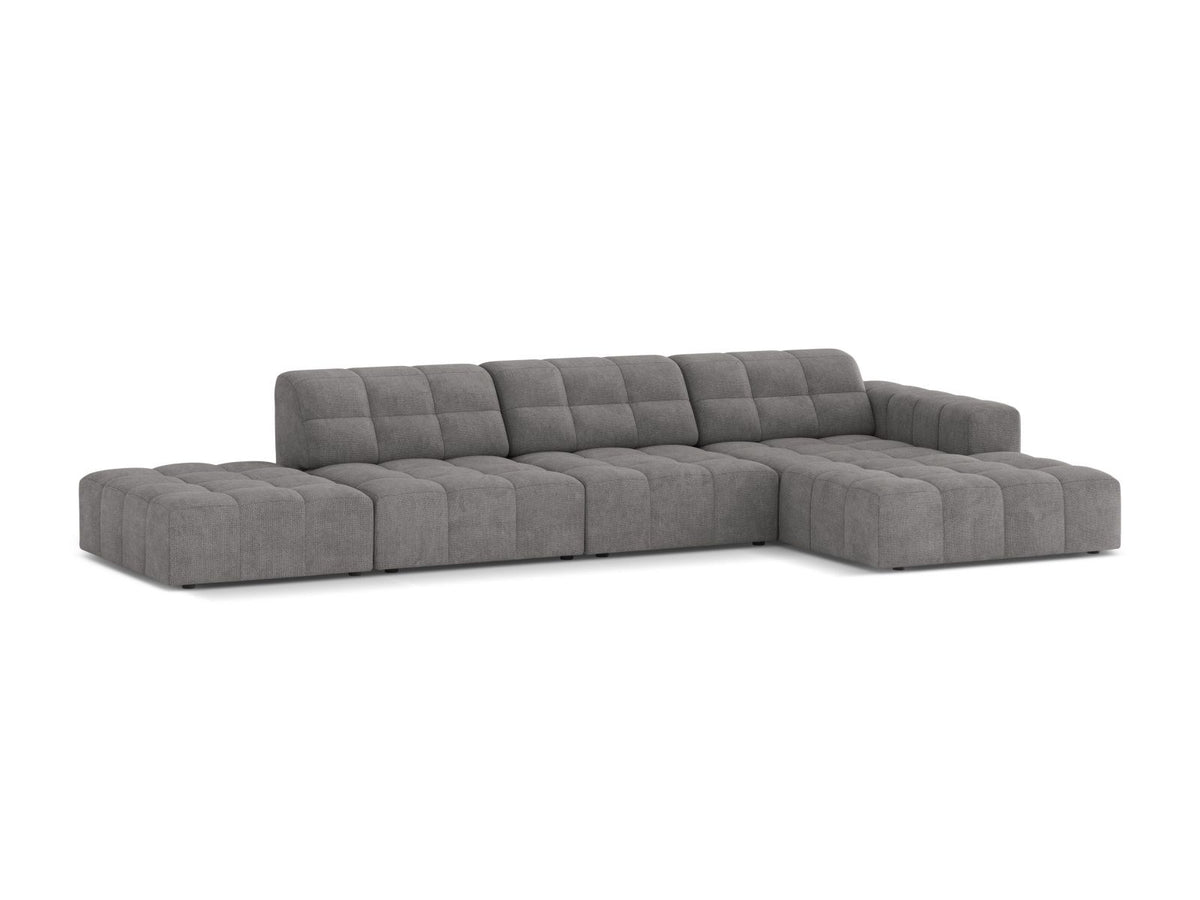 Chicago Ecksofa rechts, 5-Sitzer von Cosmopolitan Design mit Massivholzrahmen, Kunststoffbeinen und Eden-Stoffbezug in Light Beige.