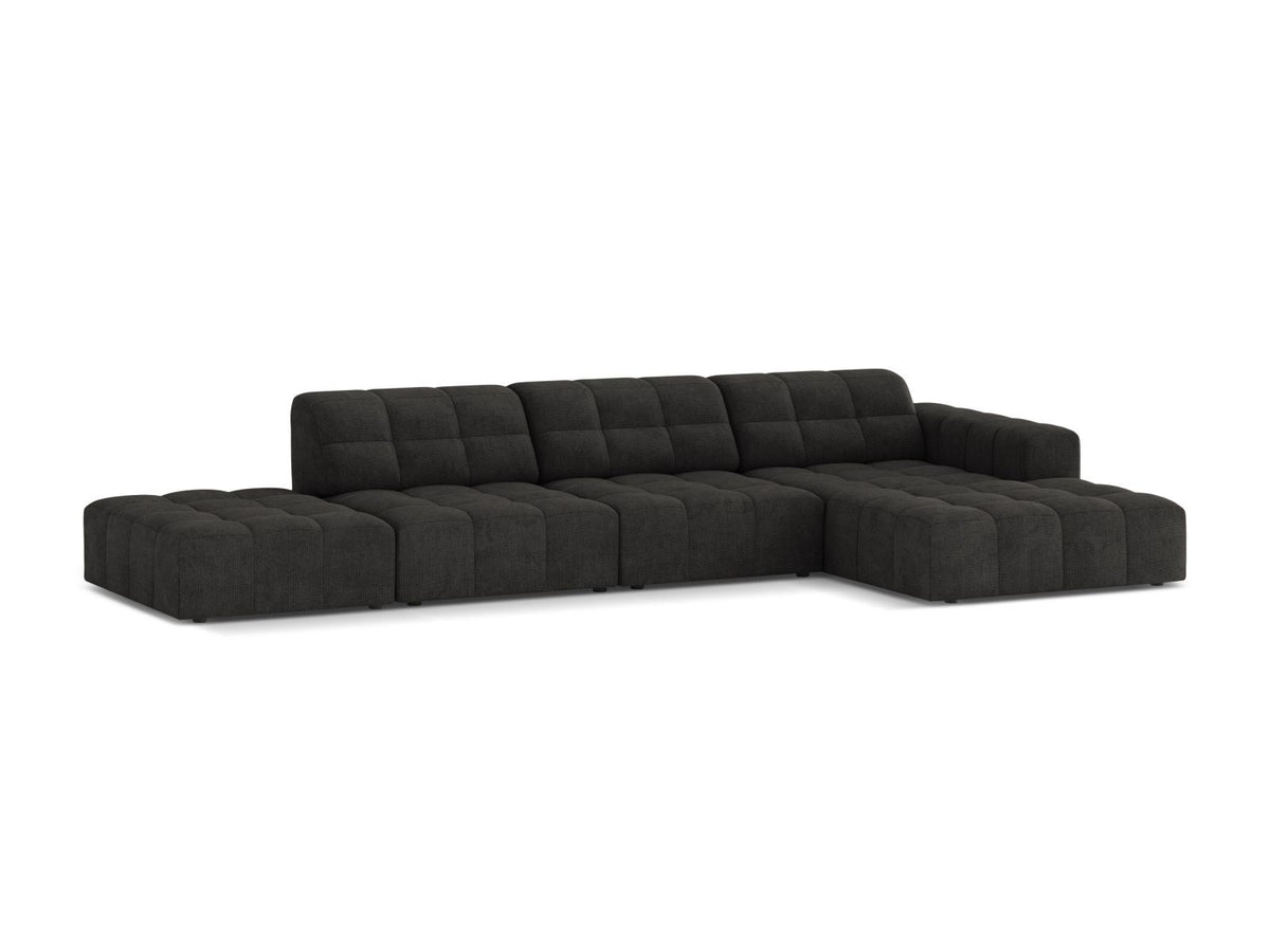 Chicago Ecksofa rechts, 5-Sitzer von Cosmopolitan Design mit Massivholzrahmen, Kunststoffbeinen und Eden-Stoffbezug in Light Beige.