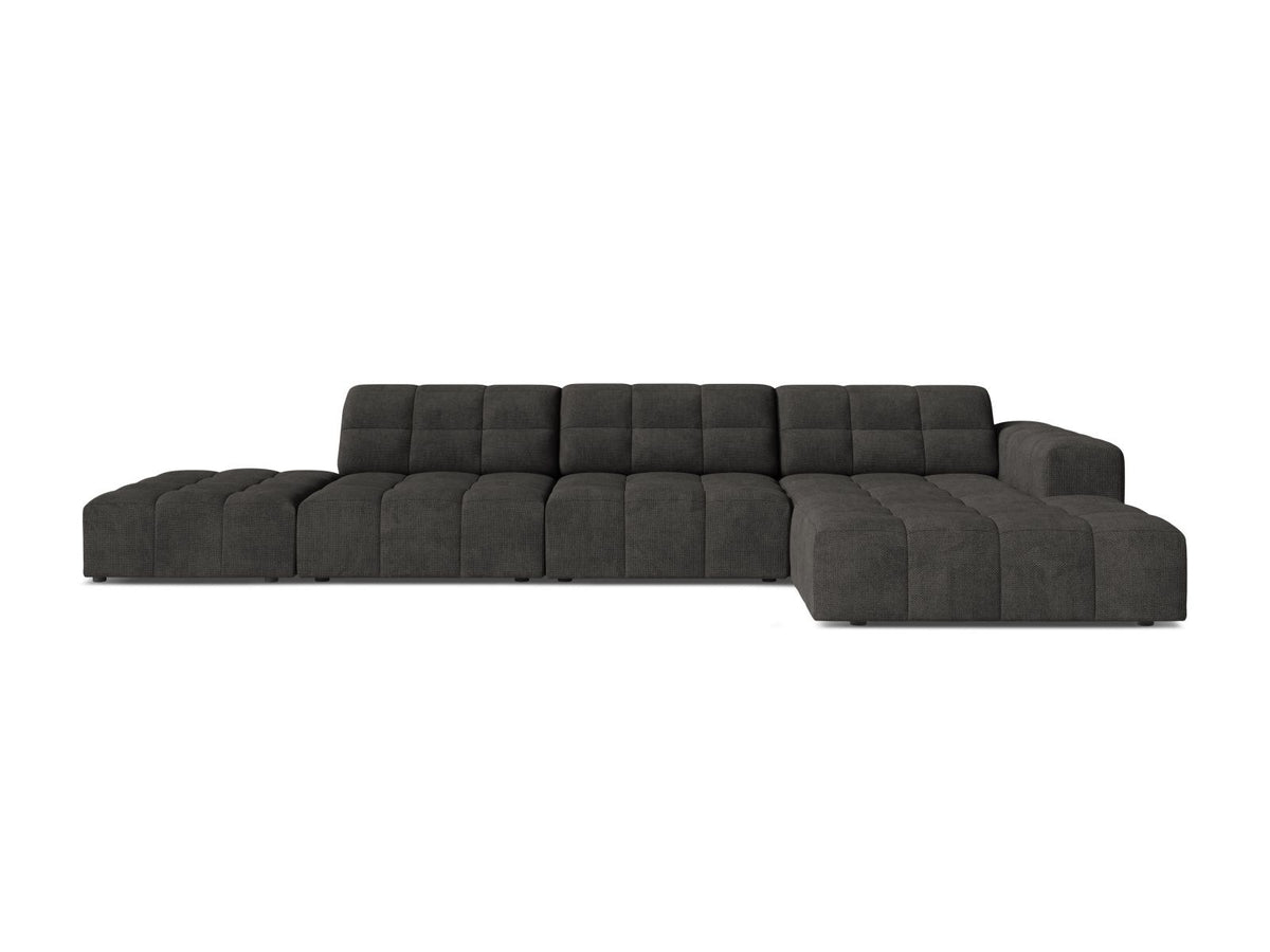 Chicago Ecksofa rechts, 5-Sitzer von Cosmopolitan Design mit Massivholzrahmen, Kunststoffbeinen und Eden-Stoffbezug in Light Beige.