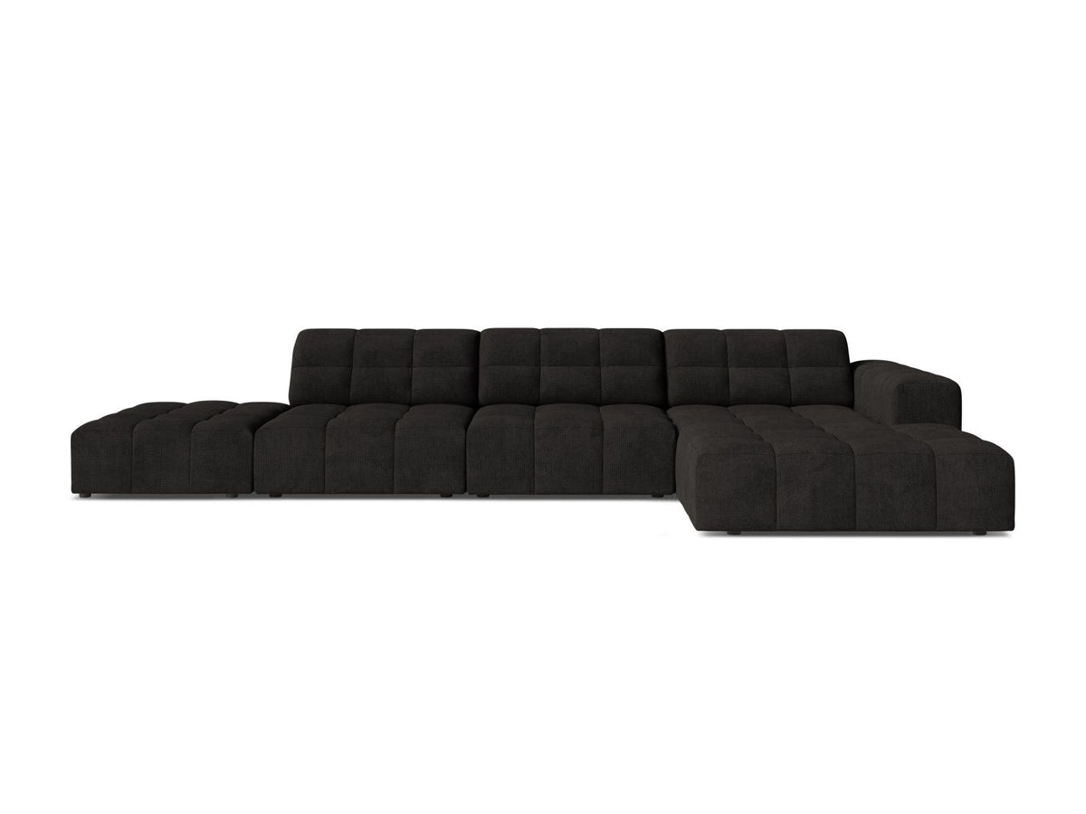 Chicago Ecksofa rechts, 5-Sitzer von Cosmopolitan Design mit Massivholzrahmen, Kunststoffbeinen und Eden-Stoffbezug in Light Beige.