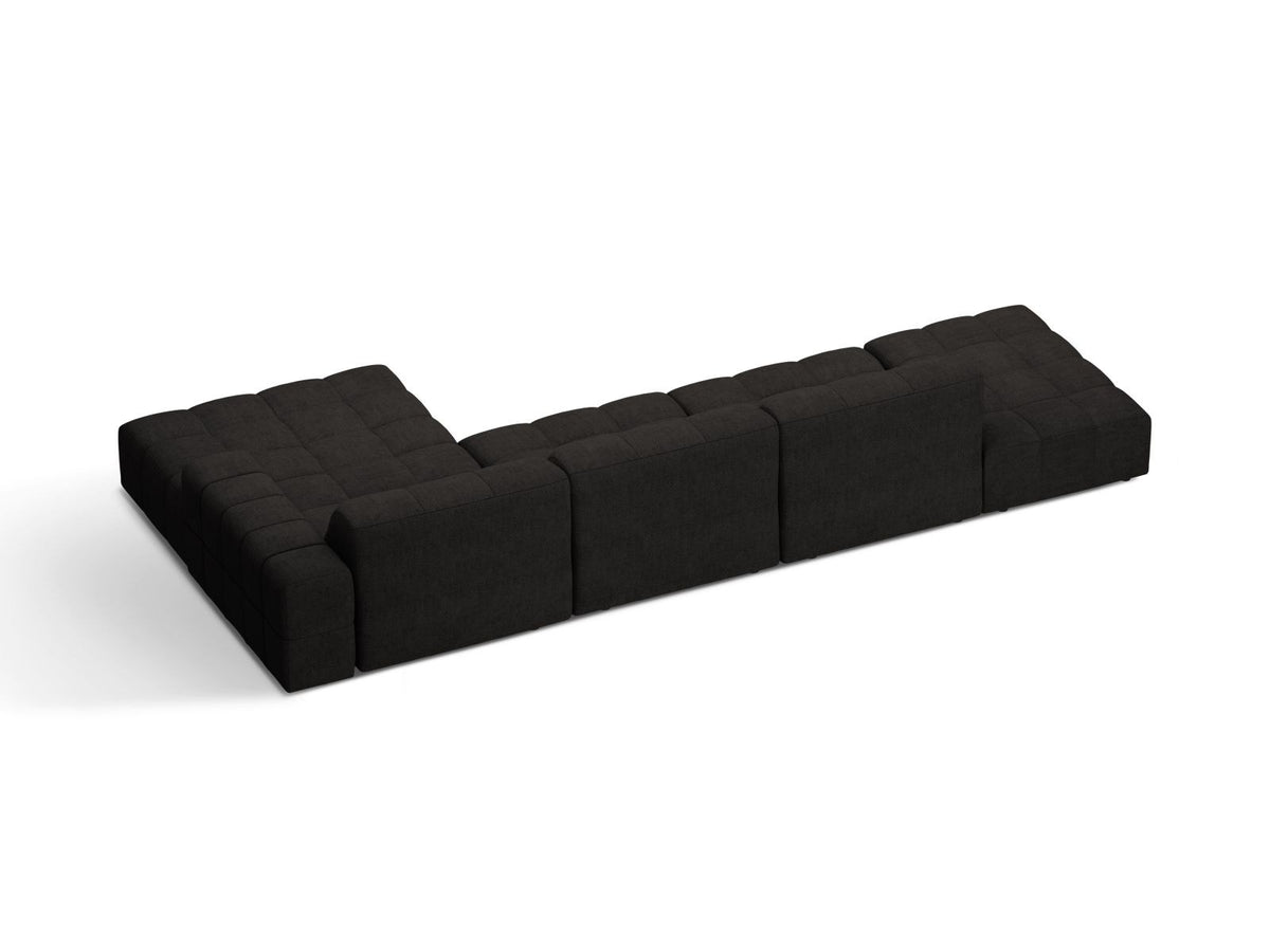 Chicago Ecksofa rechts, 5-Sitzer von Cosmopolitan Design mit Massivholzrahmen, Kunststoffbeinen und Eden-Stoffbezug in Light Beige.
