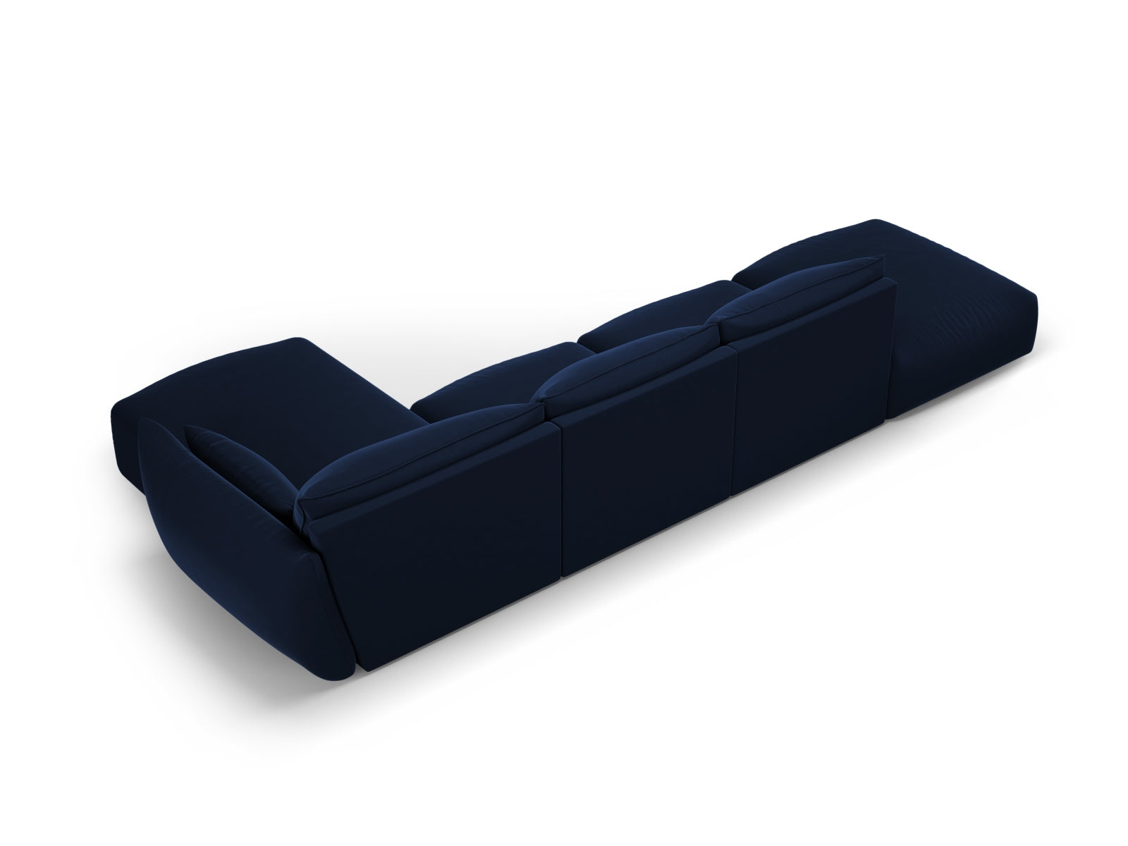 Elegantes 5-Sitzer Ecksofa rechts Matera in Royal Blue, ideal für stilvolle Wohnräume und entspannte Abende, von Cosmopolitan Design.