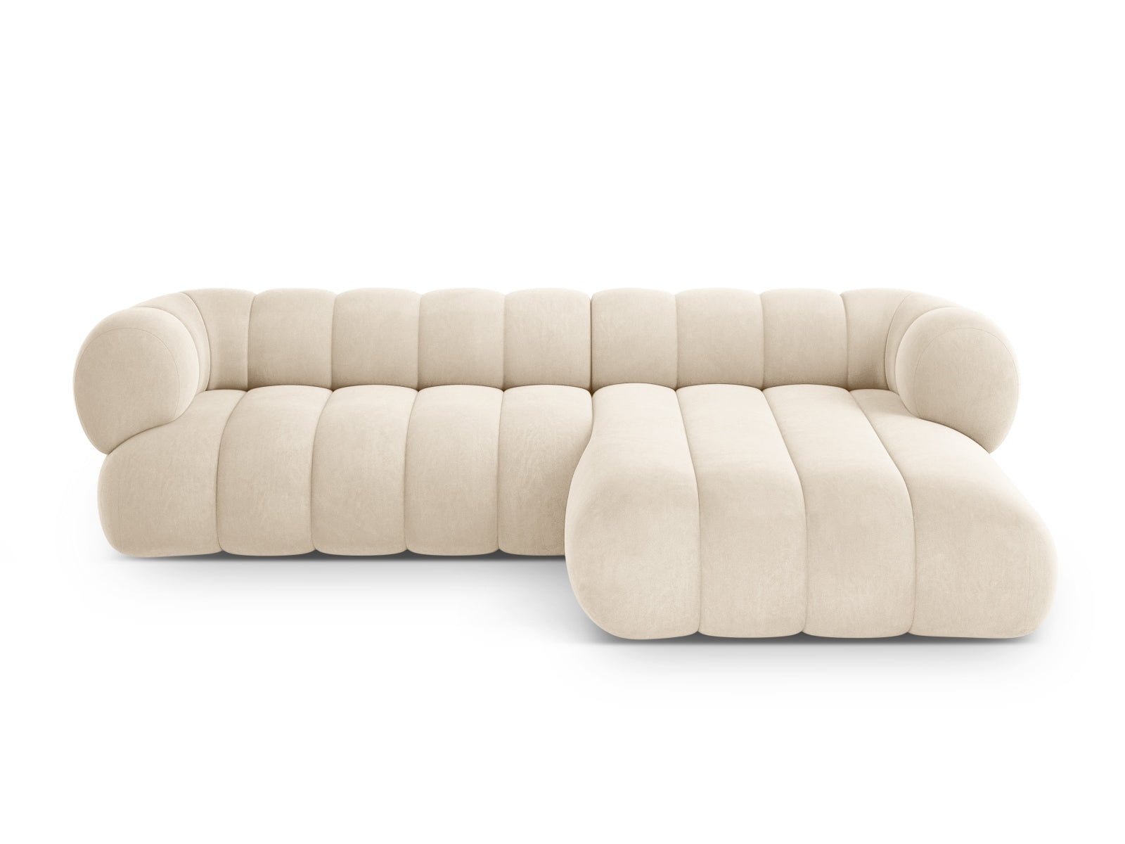Koge Velour Ecksofa rechts 5 Sitzer 165cm in Light Beige präsentiert im Onlineshop von KAQTU Design AG. Ecksofa rechts ist von Cosmopolitan Design