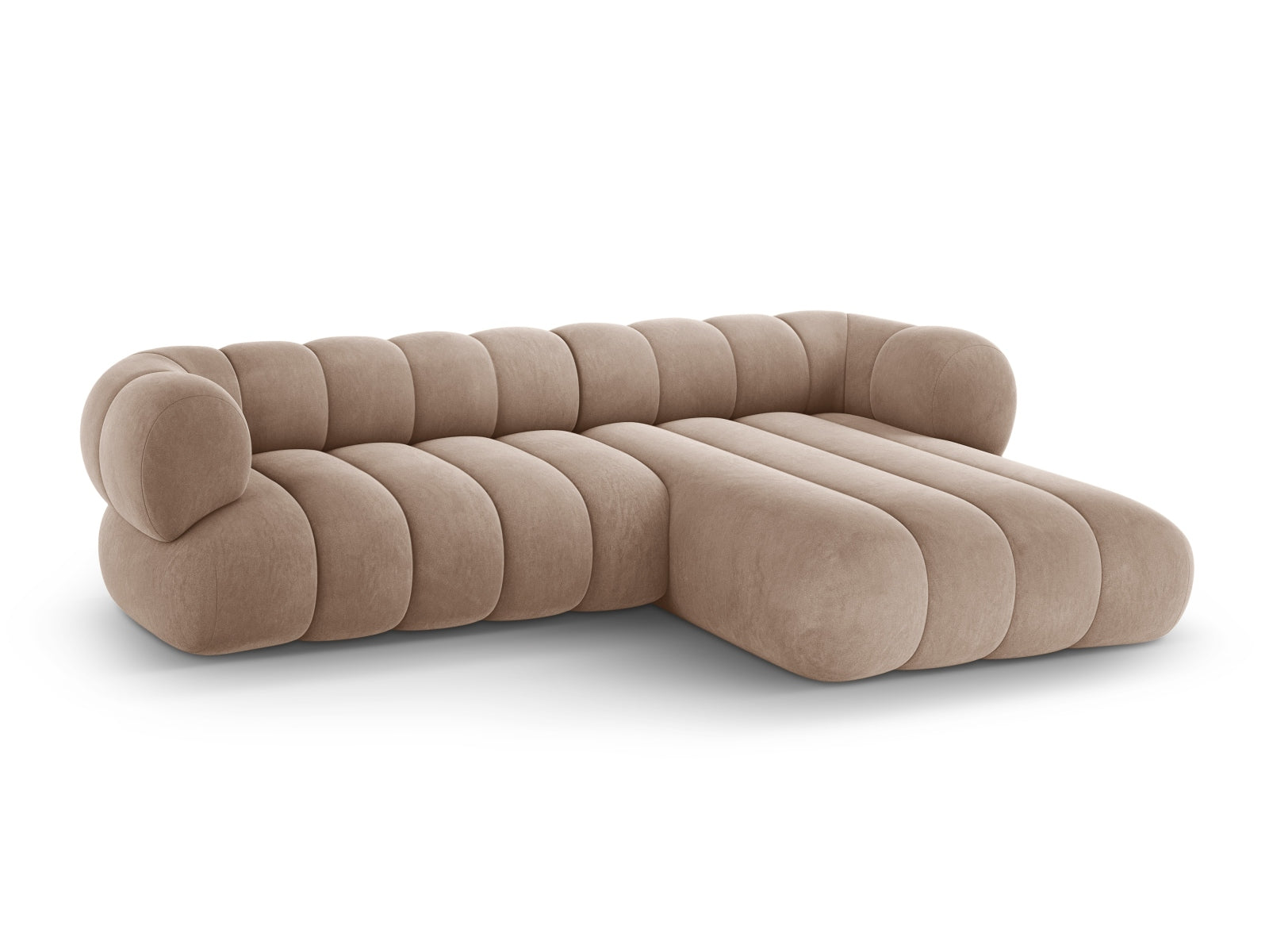 Erleben Sie das Koge Velour Ecksofa rechts 5 Sitzer (165 cm) von Cosmopolitan Design – stilvoll, komfortabel und pflegeleicht. Perfekt für Ihr Zuhause!