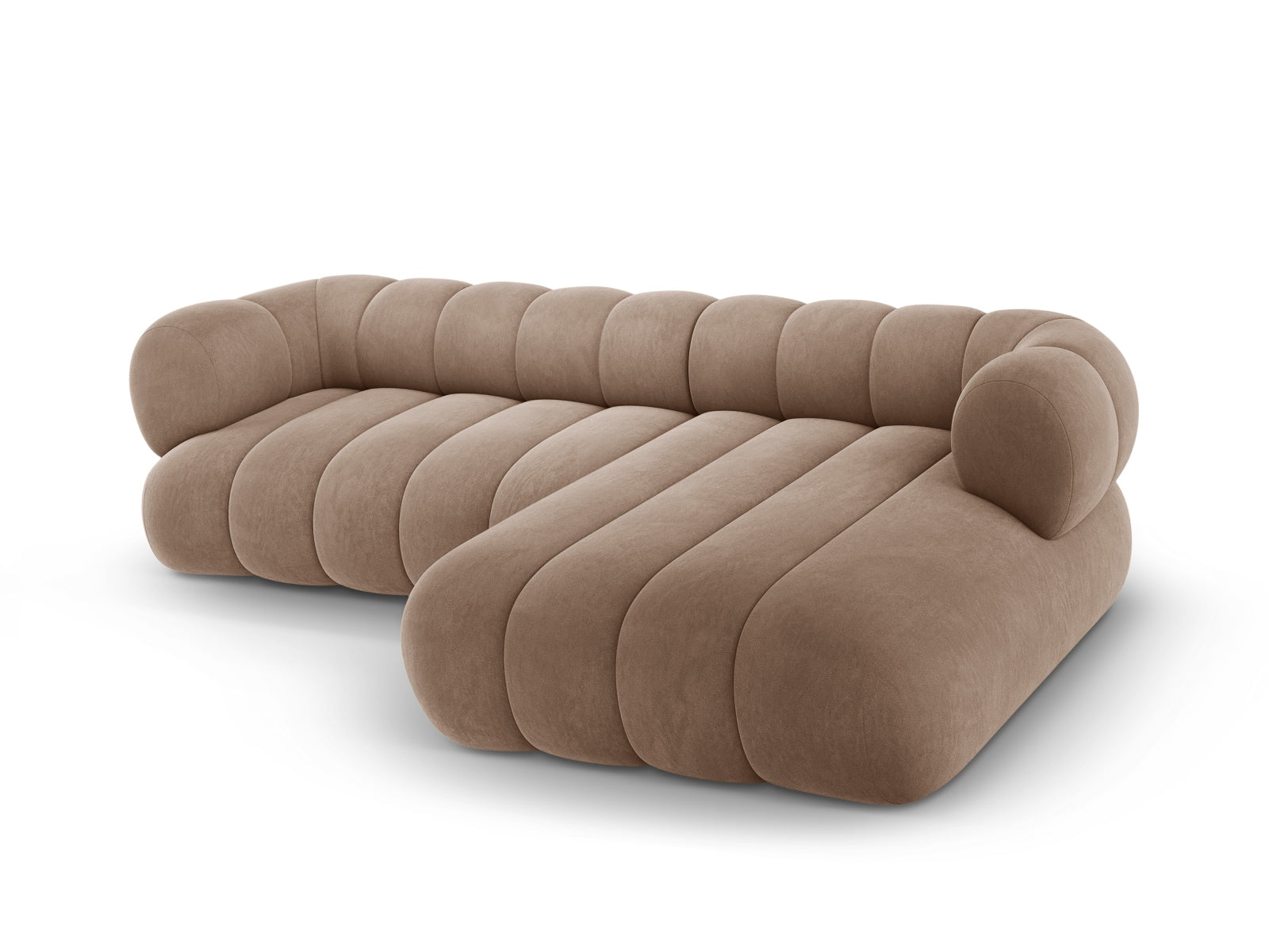 Entdecken Sie das elegante Koge Velour Ecksofa rechts (165 cm) von Cosmopolitan Design – ideal für 5 Personen, komfortabel und pflegeleicht!