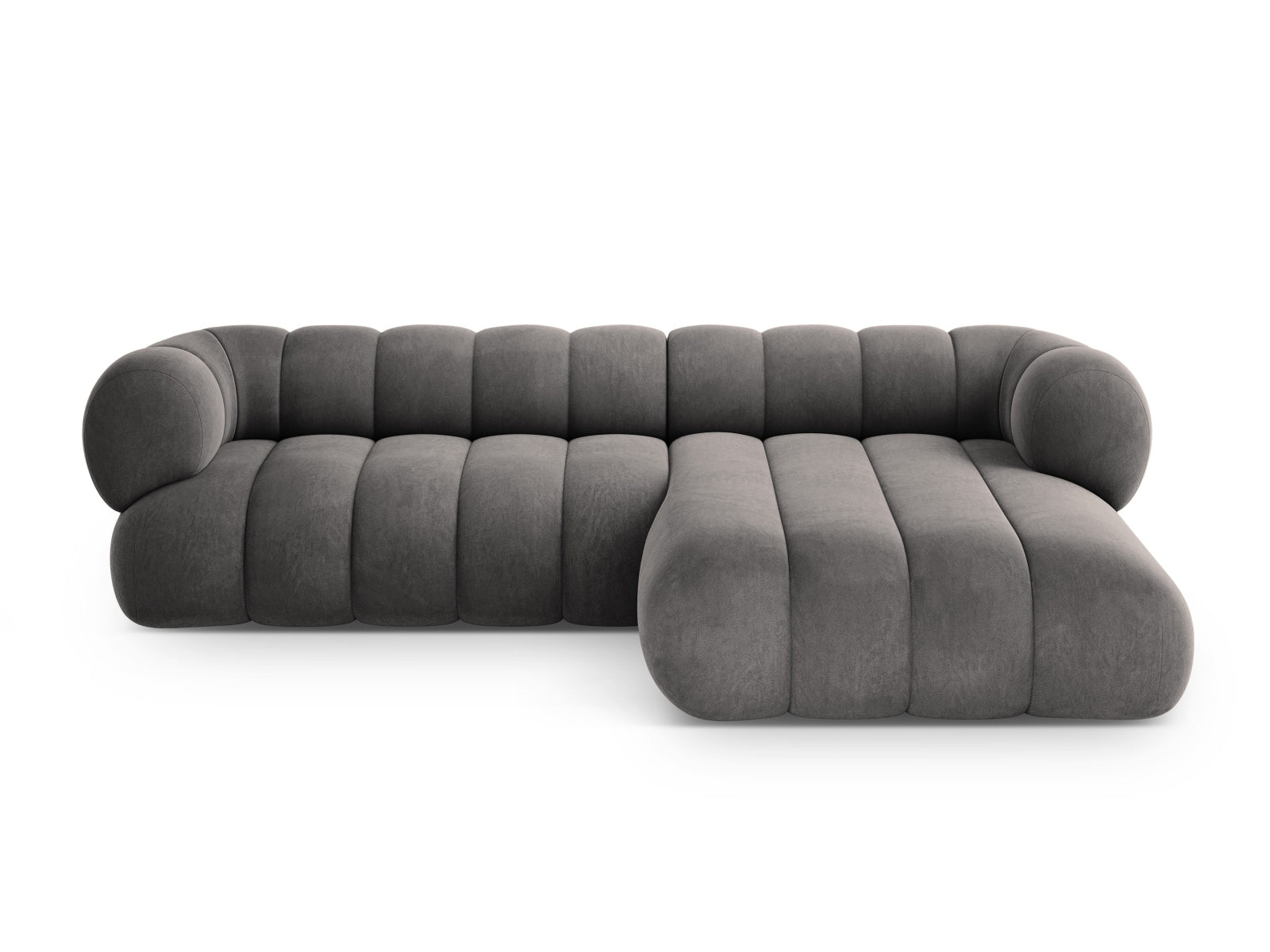 Koge Velour Ecksofa rechts 5 Sitzer 165cm in Grey präsentiert im Onlineshop von KAQTU Design AG. Ecksofa rechts ist von Cosmopolitan Design