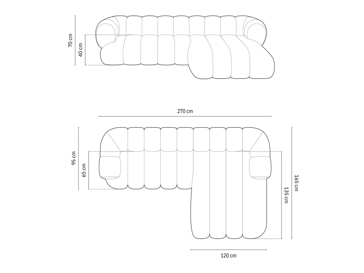 Koge Ecksofa rechts 5 Sitzer 165cm in Grey-Vogue präsentiert im Onlineshop von KAQTU Design AG. L-Sofa rechts ist von Cosmopolitan Design