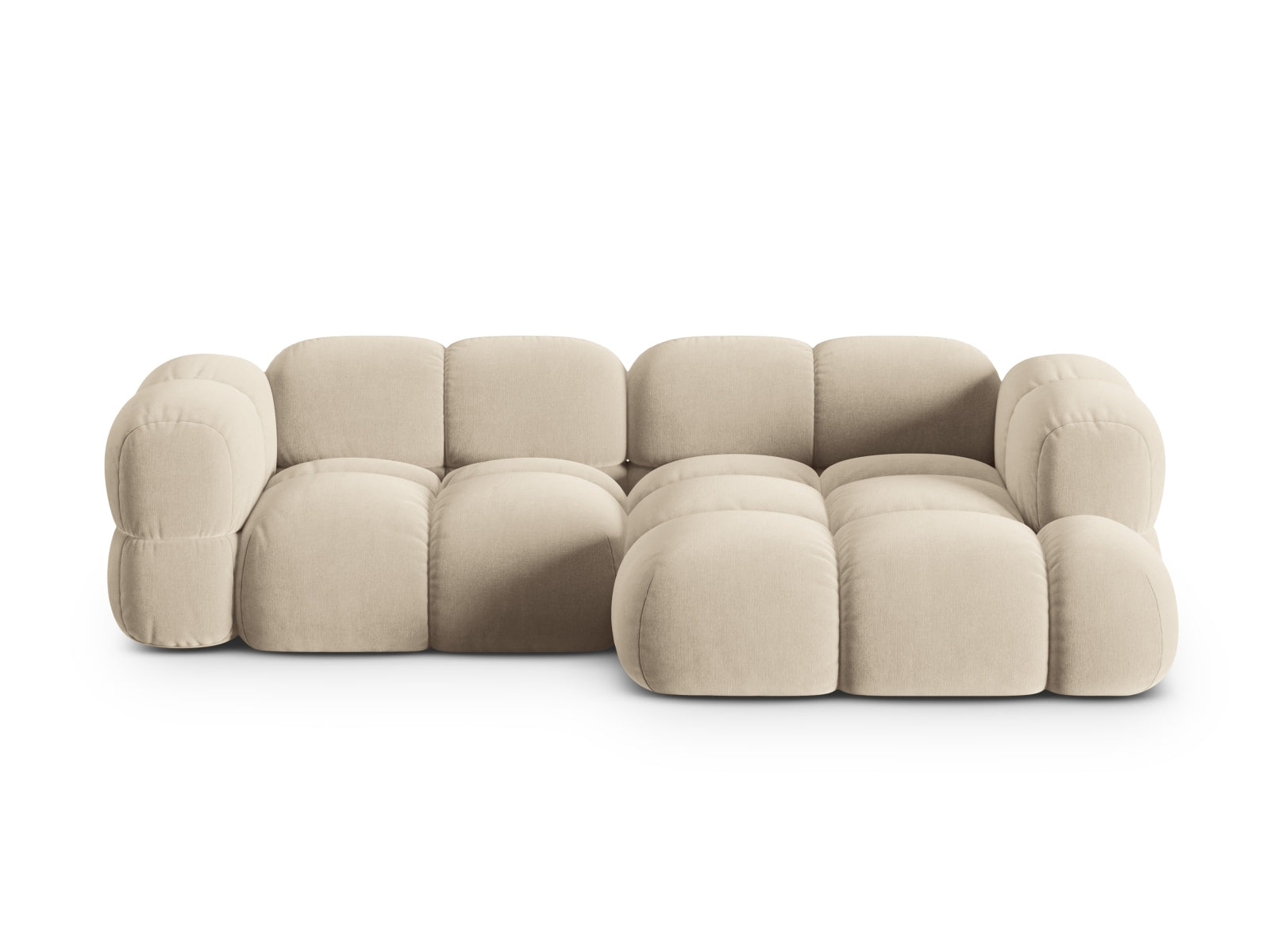 Loretto Velour Ecksofa rechts 3 Sitzer 147cm in Light Beige präsentiert im Onlineshop von KAQTU Design AG. Ecksofa rechts ist von Cosmopolitan Design