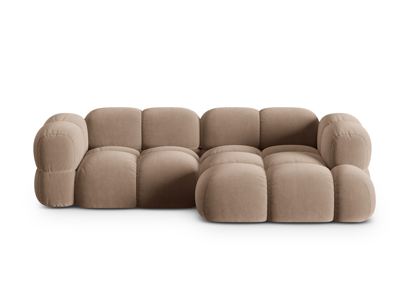 Loretto Velour Ecksofa rechts 3 Sitzer 147cm in Dark Beige-Vogue präsentiert im Onlineshop von KAQTU Design AG. L-Sofa rechts ist von Cosmopolitan Design