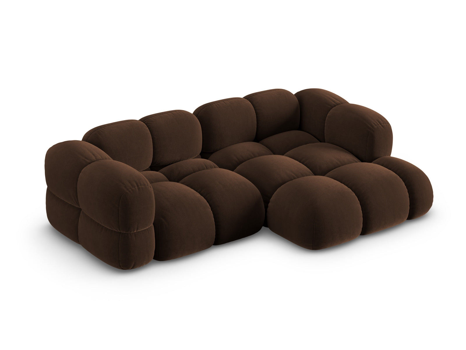 Erleben Sie das Loretto Velour Ecksofa rechts 3 Sitzer (147 cm) von Cosmopolitan Design – ein elegantes Möbelstück, das Komfort und Stil vereint.