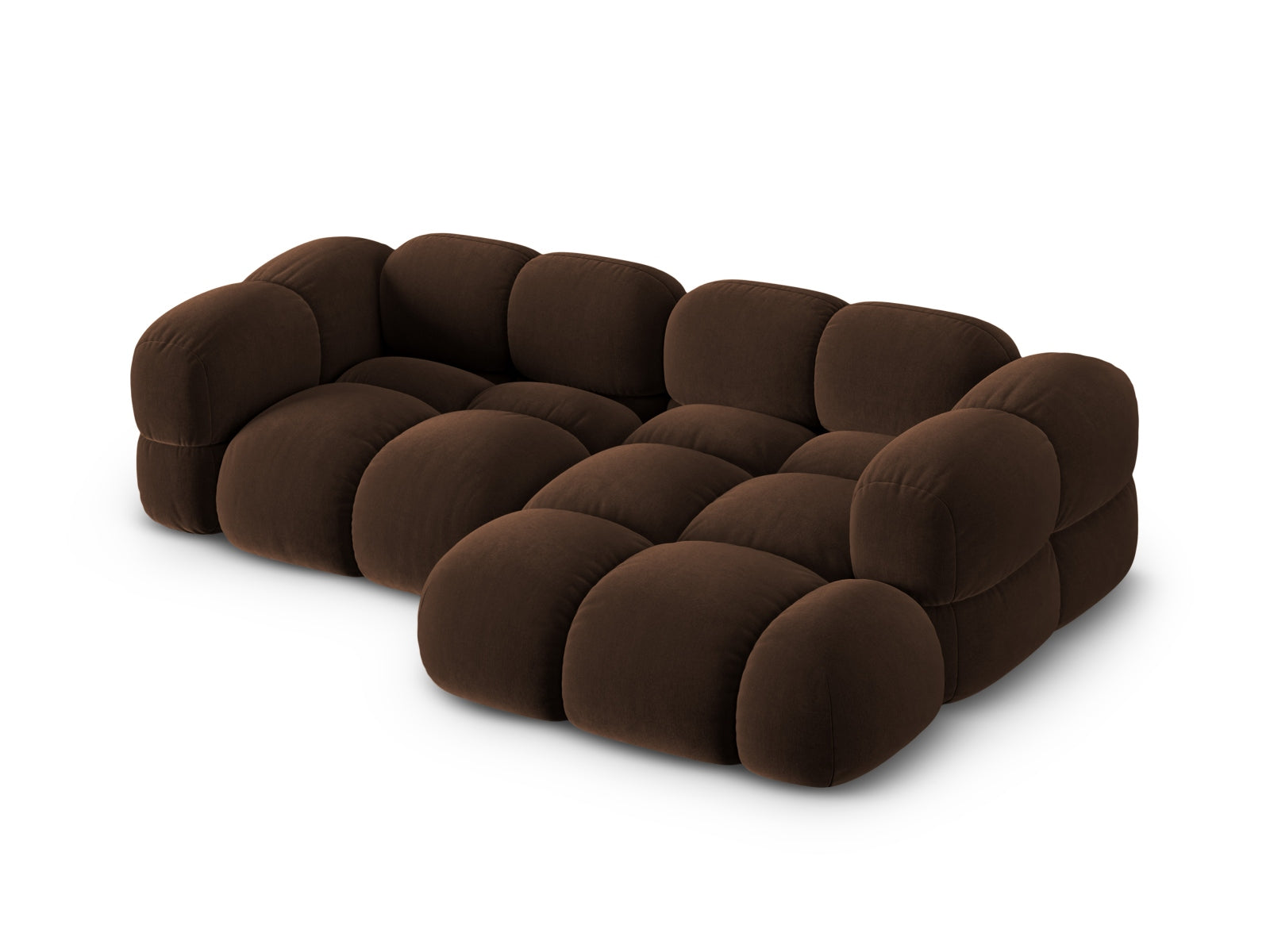 Entdecken Sie das Loretto Velour Ecksofa rechts (147 cm) von Cosmopolitan Design – stilvoll, bequem und ideal für kleine Räume.