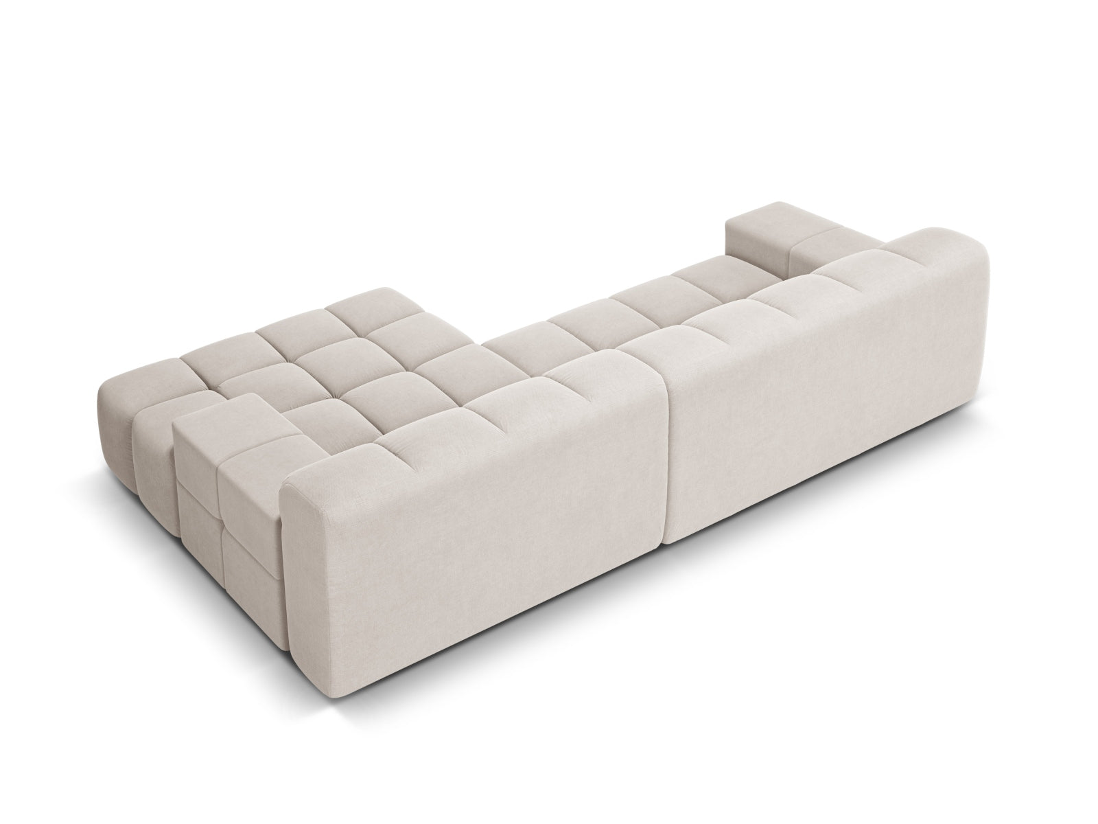 Elegantes 3-Sitzer Ecksofa rechts Hawaii in sanftem Beige, ideal für stilvolle Wohnräume und entspannte Atmosphäre, von Cosmopolitan Design.