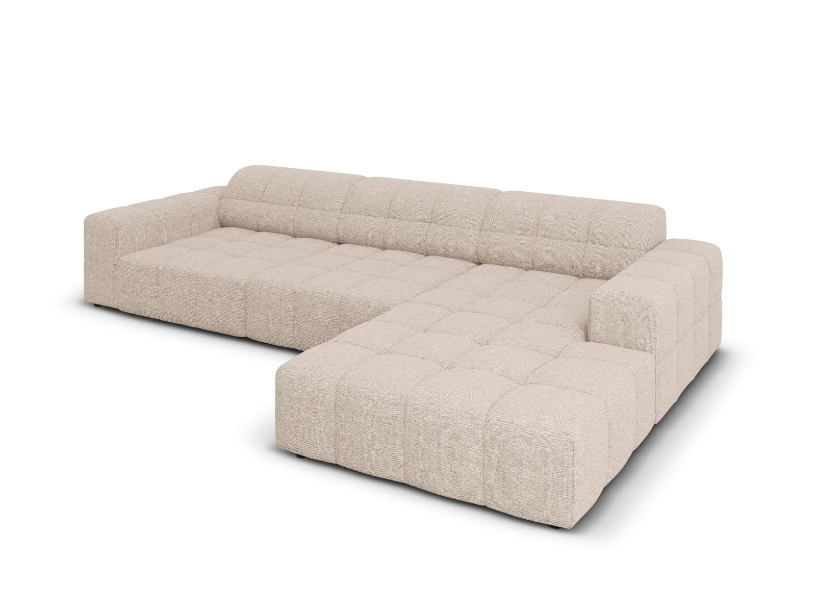 Elegantes Ecksofa Chicago in Beige, 4-Sitzer, 166 cm, perfektes L-Sofa für stilvolle und moderne Wohnumgebungen von Cosmopolitan Design.