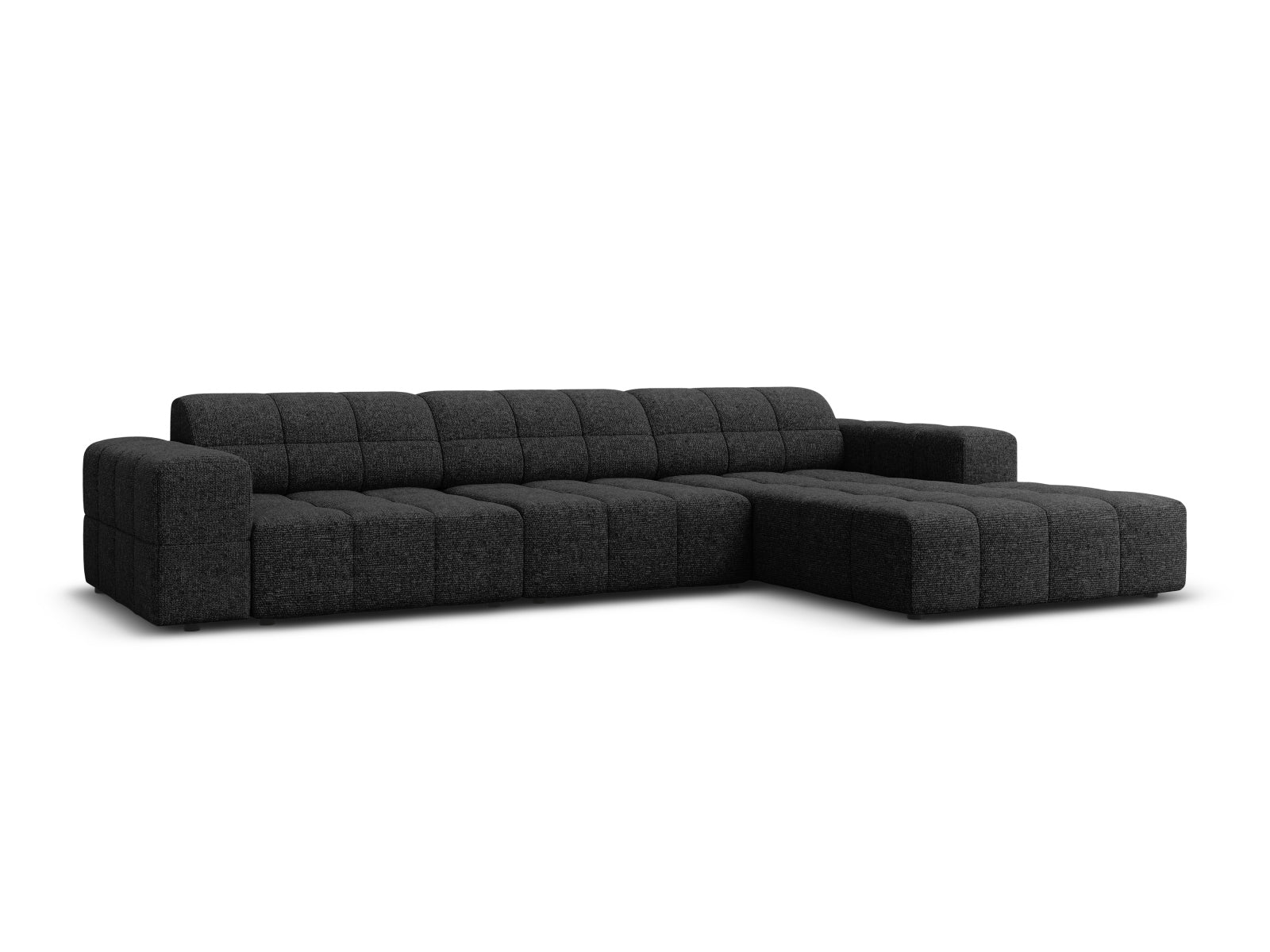 Elegantes Chicago Ecksofa rechts, 4-Sitzer, 166 cm, in stilvollem Schwarz, ideal für moderne Wohnräume, von Cosmopolitan Design.