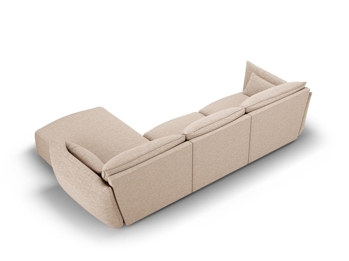 Ecksofa rechts Matera mit Stoffbezug, Récamière und schwarzen Kunststoffbeinen
