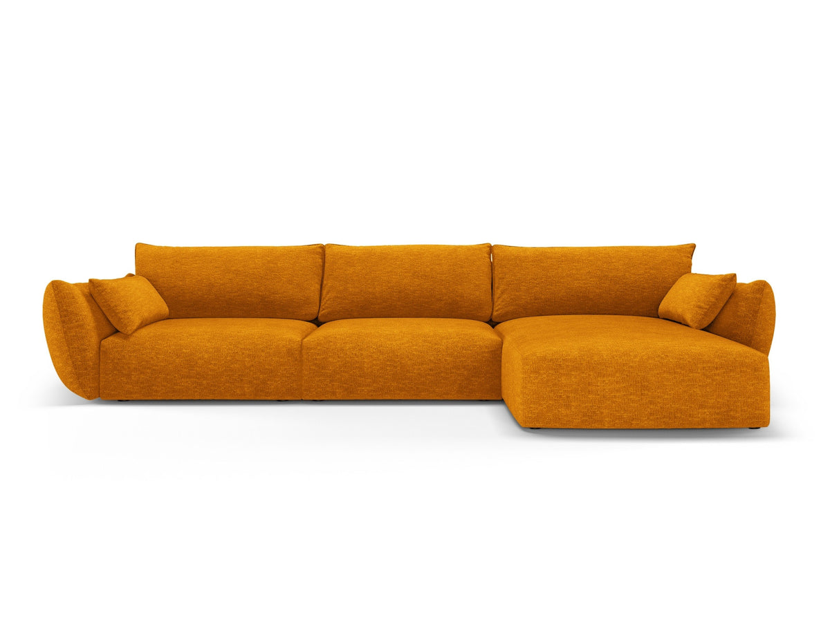 Ecksofa rechts Matera mit Stoffbezug, Récamière und schwarzen Kunststoffbeinen
