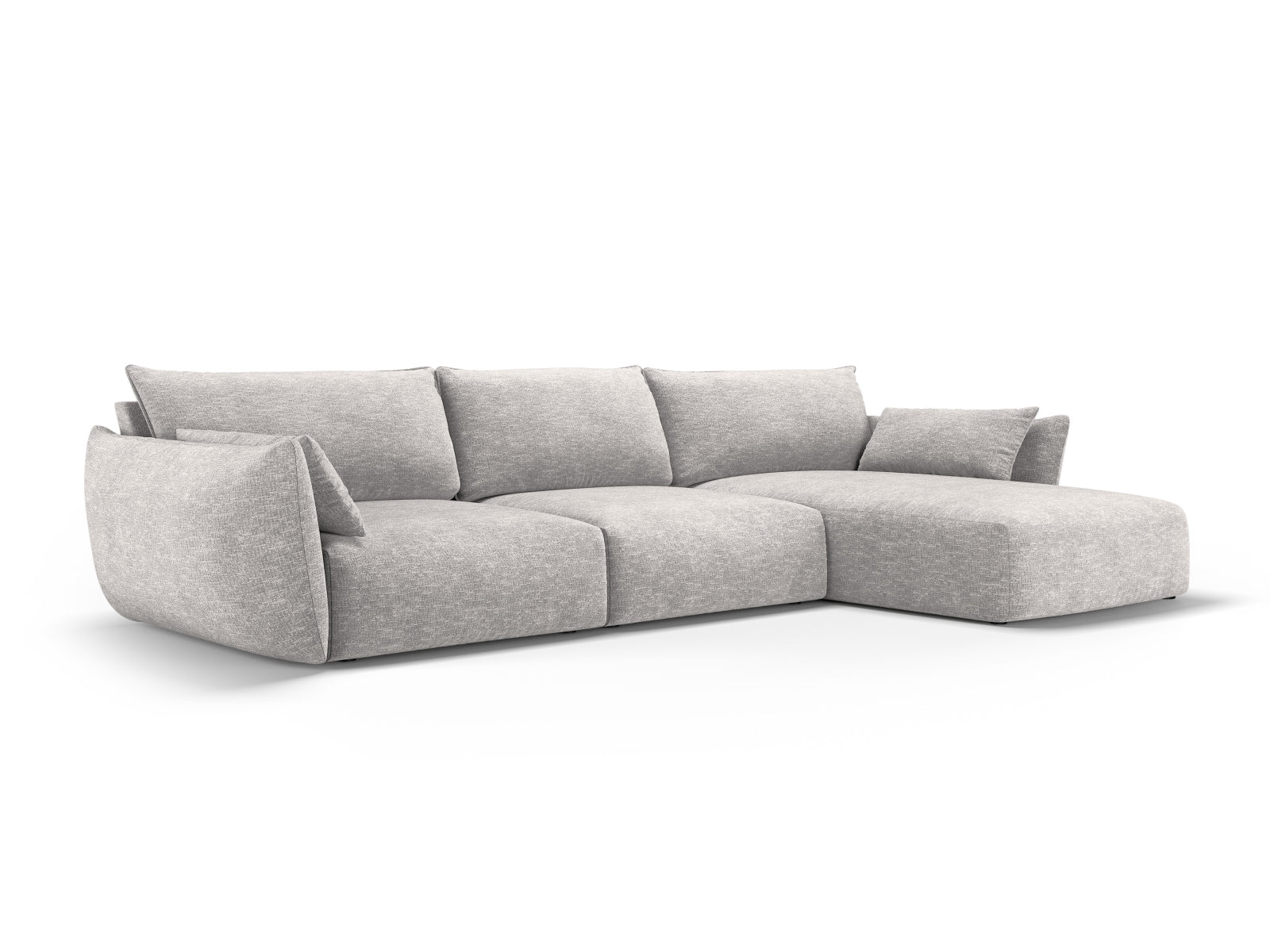 Elegantes 4-Sitzer Ecksofa rechts Matera in hellem Grau, ideal für stilvolle Wohnräume, von Cosmopolitan Design.