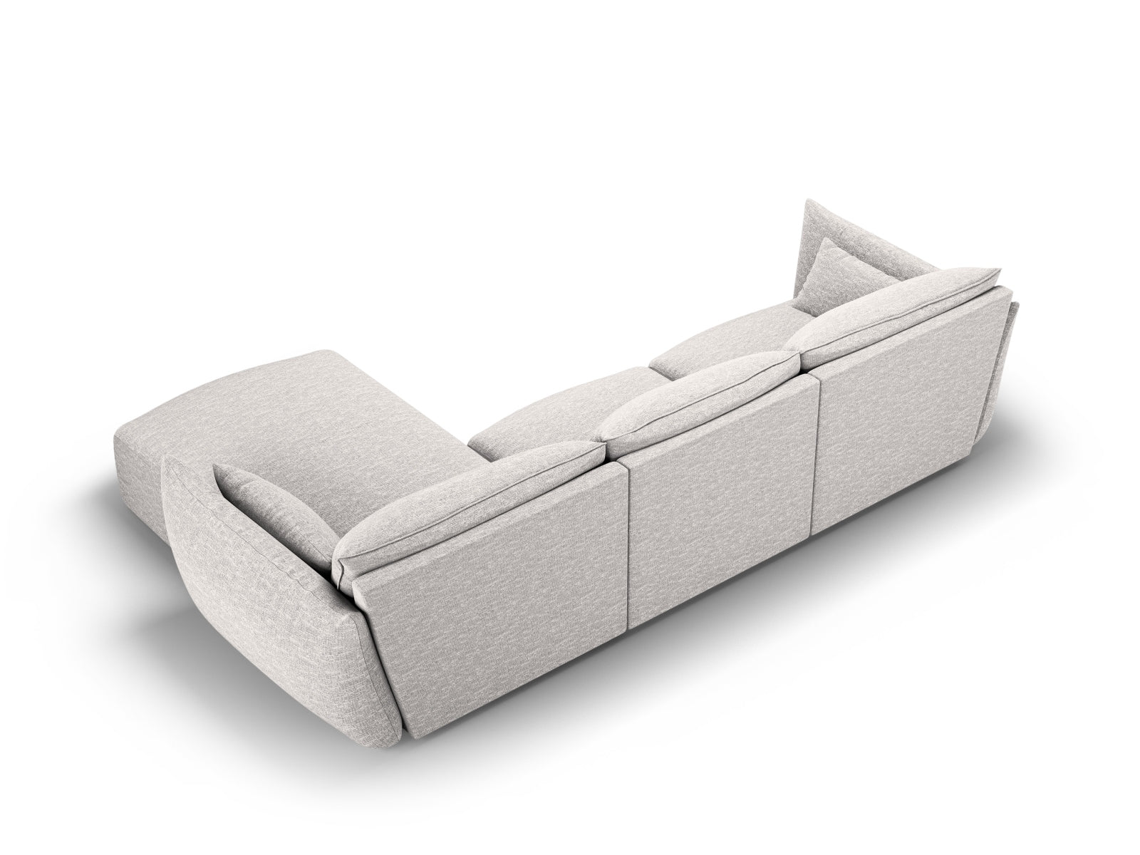 Elegantes 4-Sitzer Ecksofa rechts Matera in dezentem Grau, ideal für stilvolle Wohnräume und entspannte Stunden von Cosmopolitan Design.