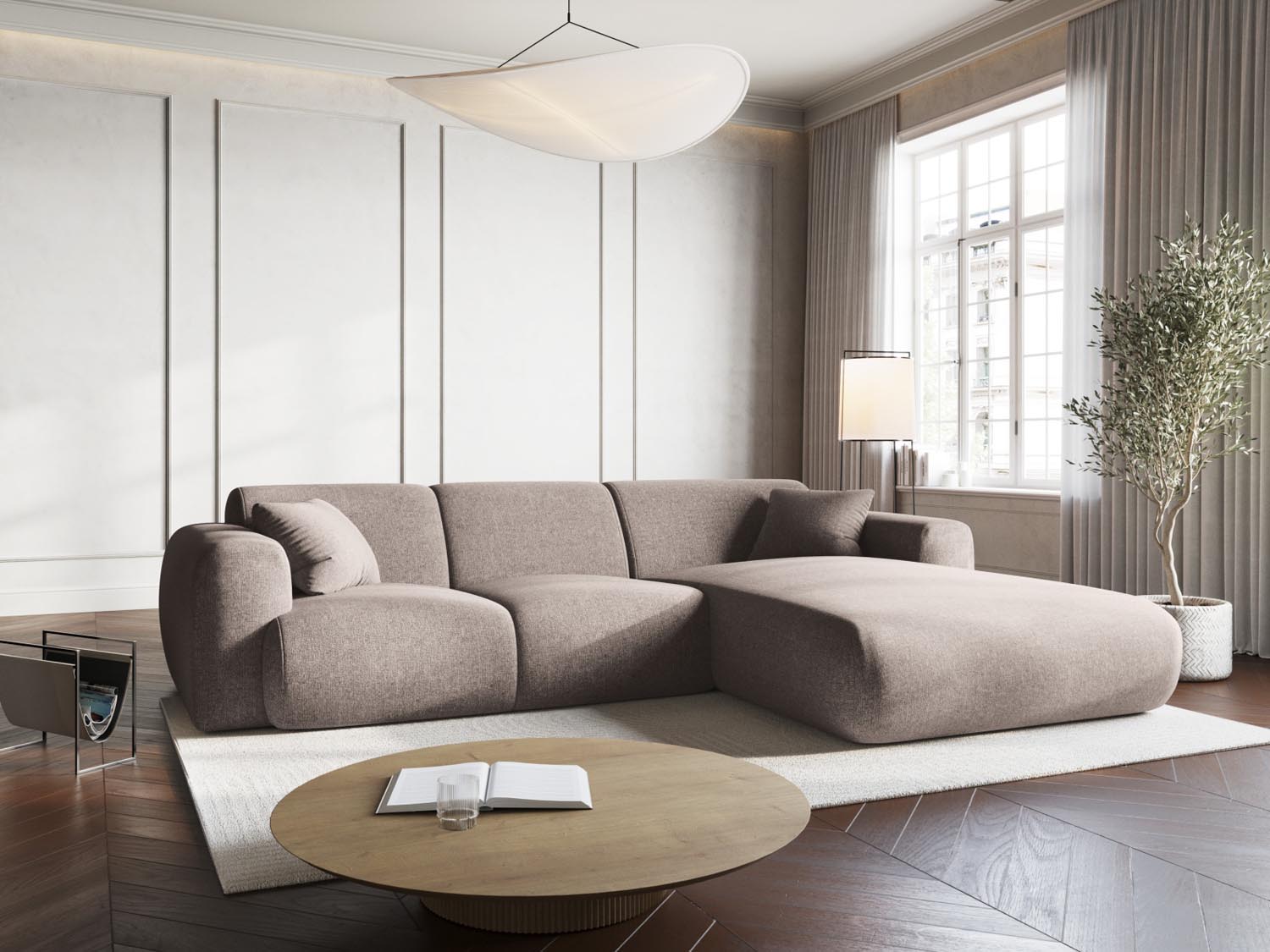 Beige Nolio Ecksofa rechts, 4-Sitzer, 170 cm, stilvolles L-Sofa von Cosmopolitan Design, ideal für moderne Wohnräume.