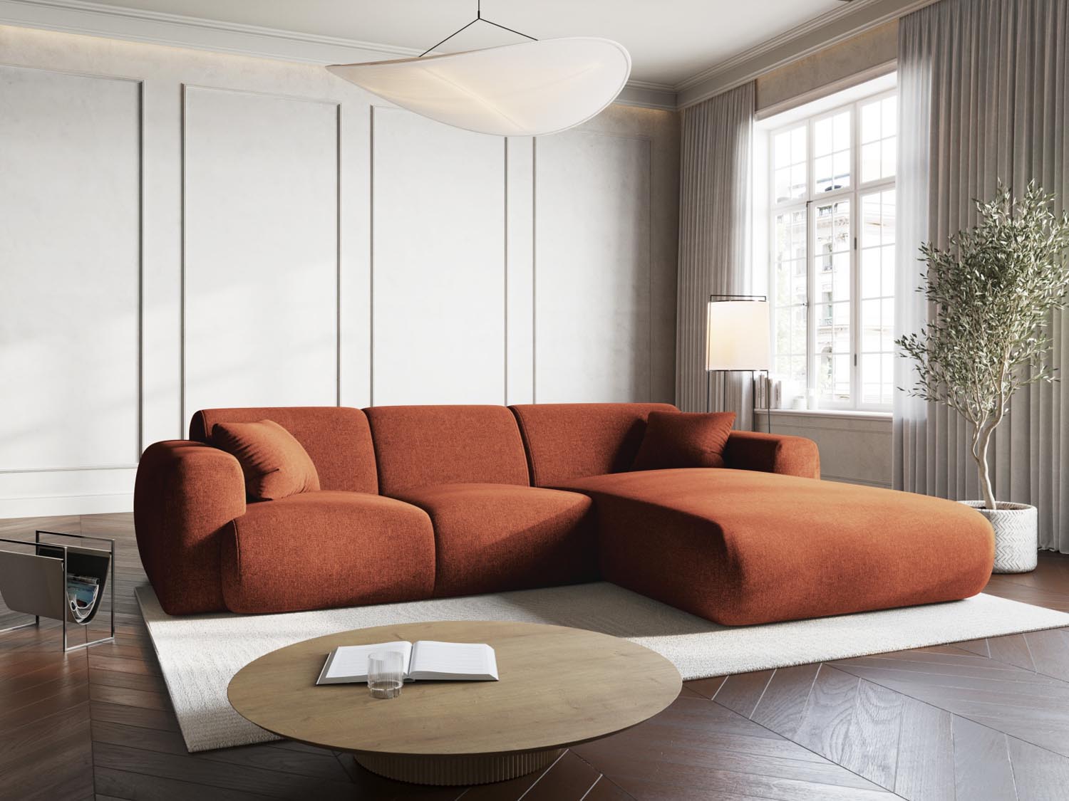 Elegantes Nolio Ecksofa in Terracotta, 4-Sitzer, 170cm, stilvoll und modern, ideal für gemütliche Wohnräume, präsentiert von Cosmopolitan Design.