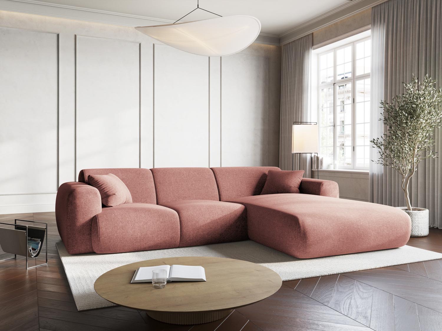 Stylisches Nolio Ecksofa in Pink-Haga, 4-Sitzer, 170cm, ideal für moderne Wohnräume, präsentiert von Cosmopolitan Design.