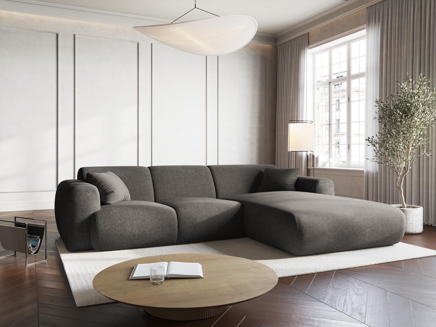 Modernes Nolio Ecksofa rechts, 4-Sitzer, 170 cm in stilvollem Grau, ideal für gemütliche Wohnräume, präsentiert von Cosmopolitan Design.