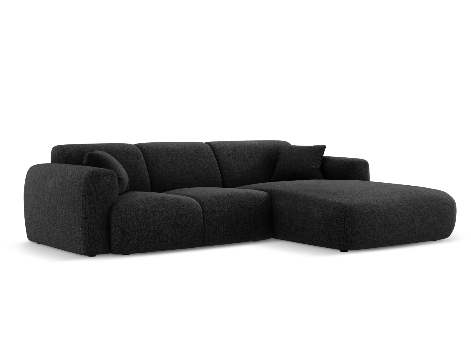 Modernes Nolio Ecksofa in Schwarz, 4-Sitzer mit Haga-Bezug, bietet stilvollen Komfort und passt perfekt in jedes Wohnzimmer.
