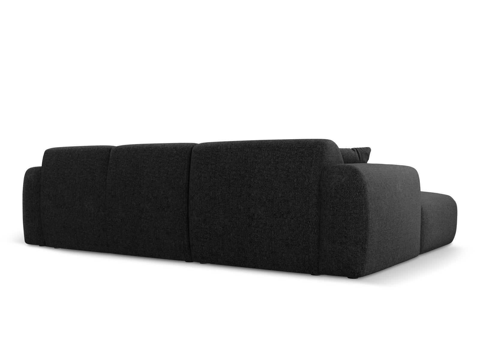 Elegantes Nolio Ecksofa in Schwarz, 4-Sitzer mit Haga-Stoff, ideal für stilvolle Wohnräume und gemütliche Abende.