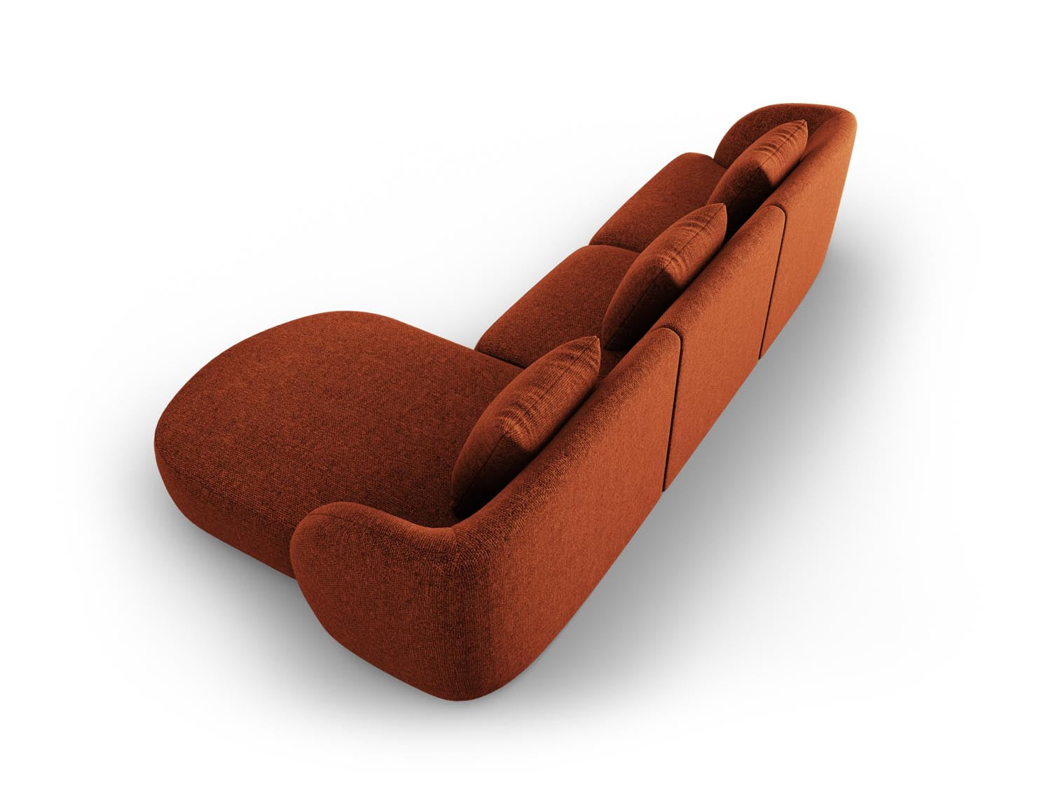 Modernes Tulum Ecksofa in warmem Terracotta, 4-Sitzer, 156 cm, perfekt für gemütliche und stilvolle Wohnbereiche.