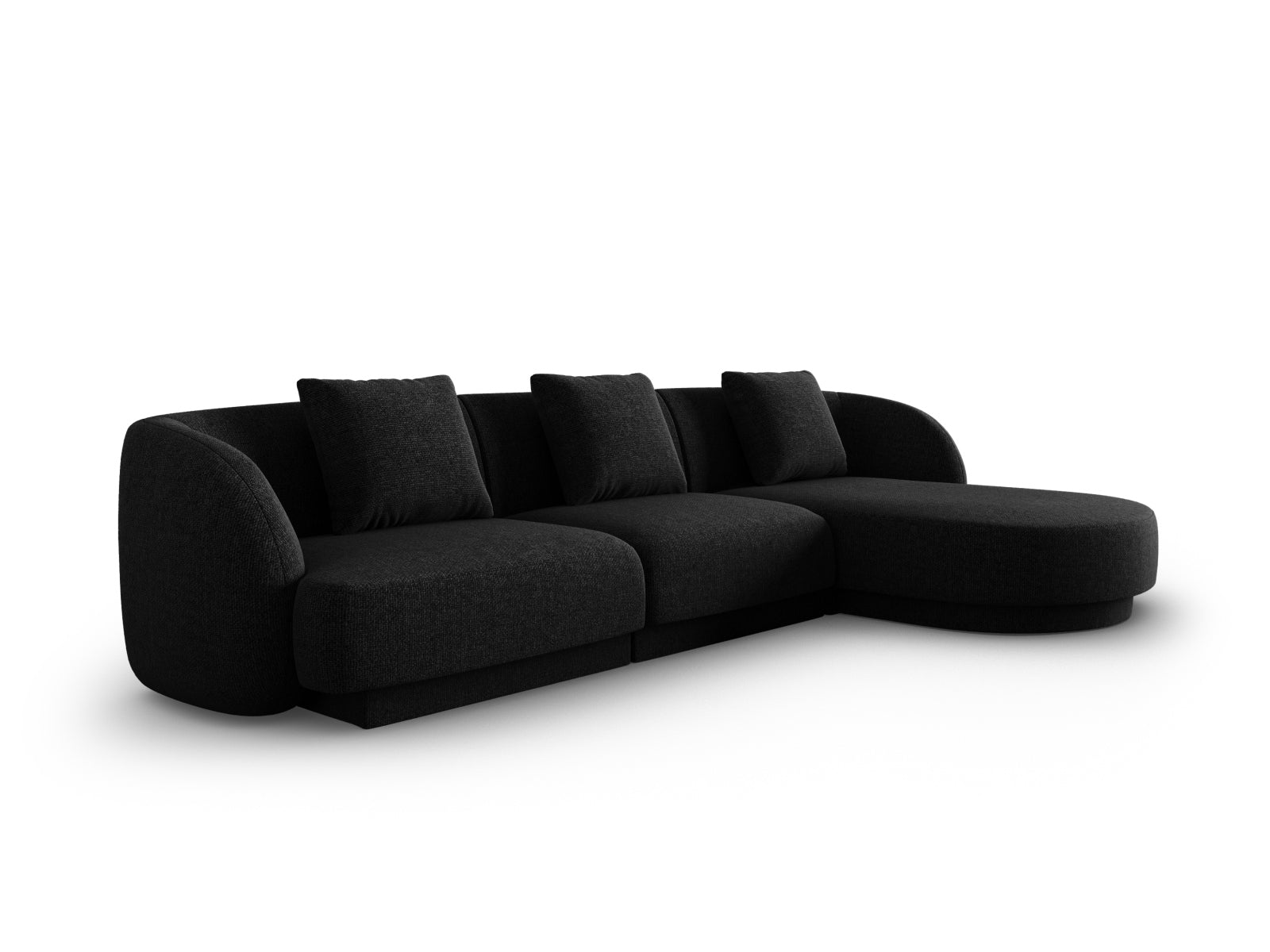 Elegantes Tulum Ecksofa rechts, 4-Sitzer mit 156 cm Breite, in stilvollem Black-Haga, ideal für moderne Wohnräume.