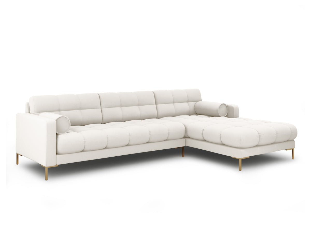 Ecksofa rechts Bali von Cosmopolitan Design mit Récamière, Stoffbezug und Metallbeinen