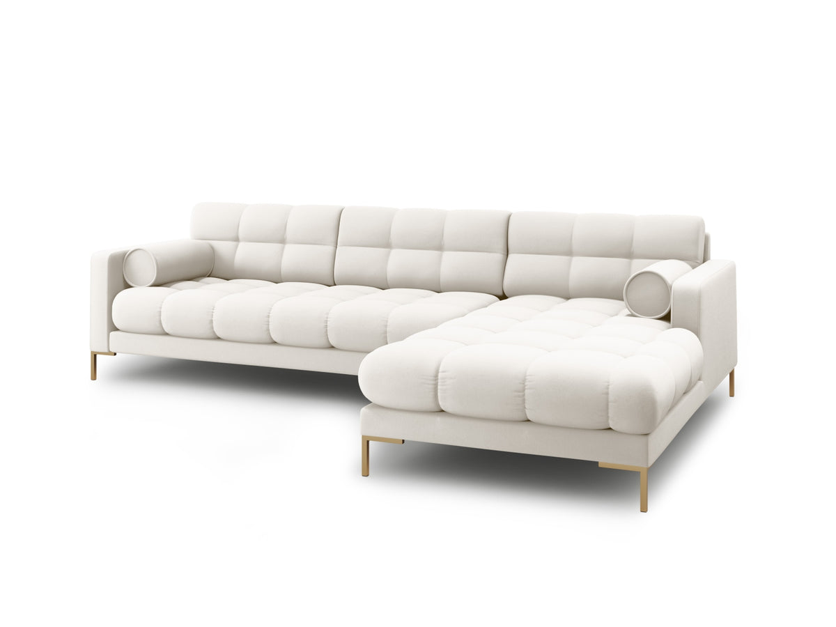 Ecksofa rechts Bali von Cosmopolitan Design mit Récamière, Stoffbezug und Metallbeinen