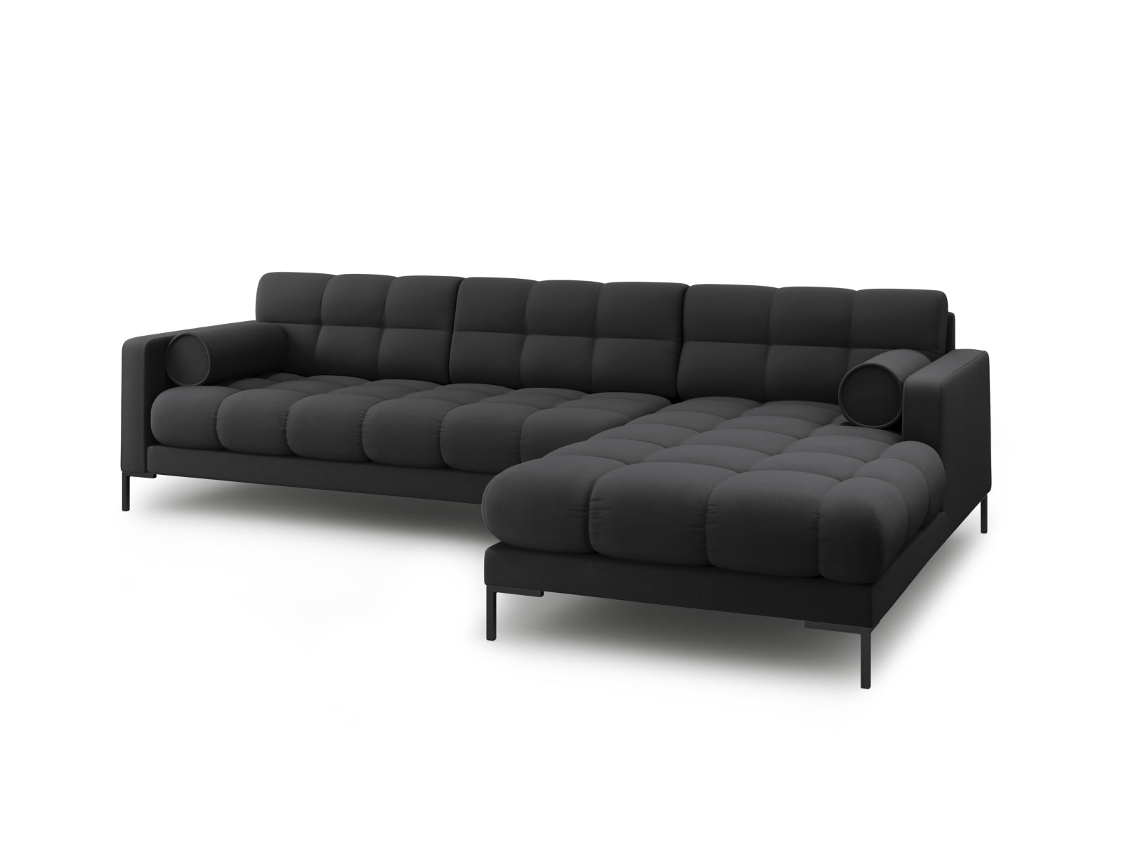 Elegantes 5-Sitzer Ecksofa rechts Bali in zeitlosem Dunkelgrau, ideal für gemütliche Abende und stilvolle Einrichtungsideen.