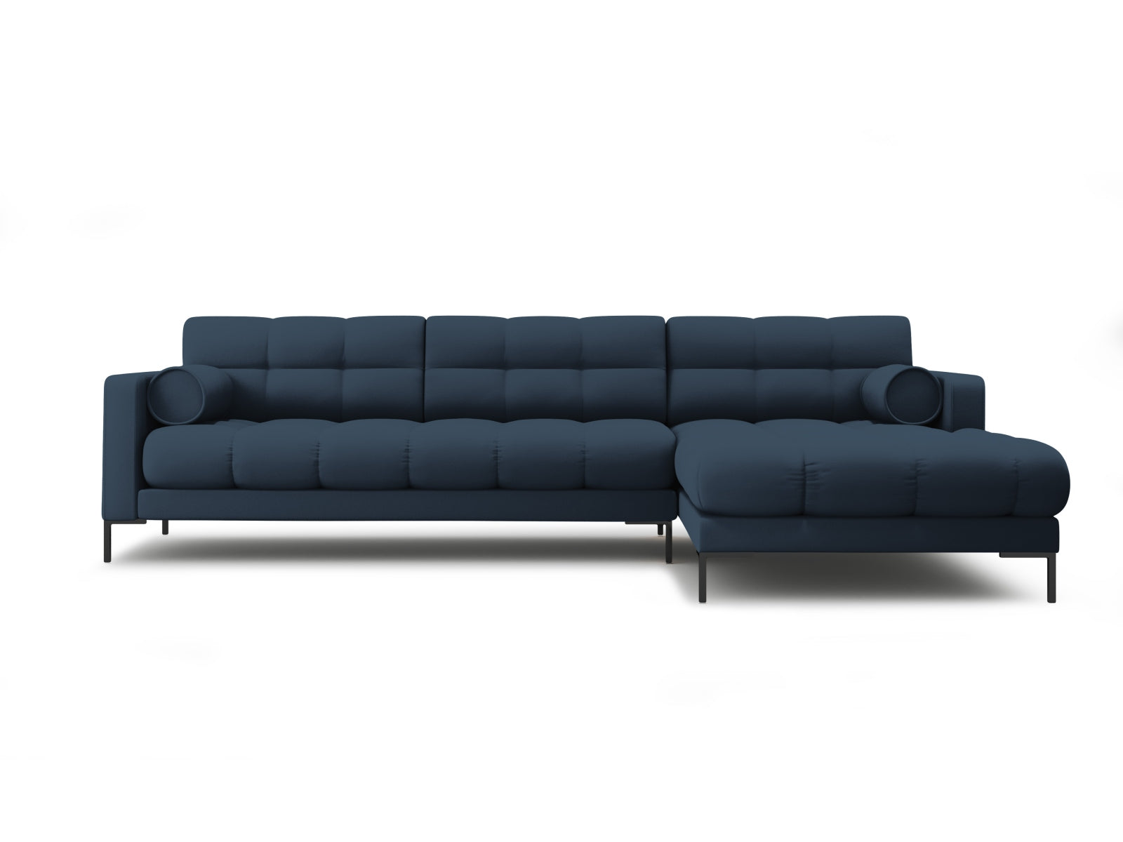 Modernes 5-Sitzer Ecksofa rechts Bali in stilvollem Blue-Neve, perfekt für gemütliche und elegante Wohnambiente von Cosmopolitan Design.