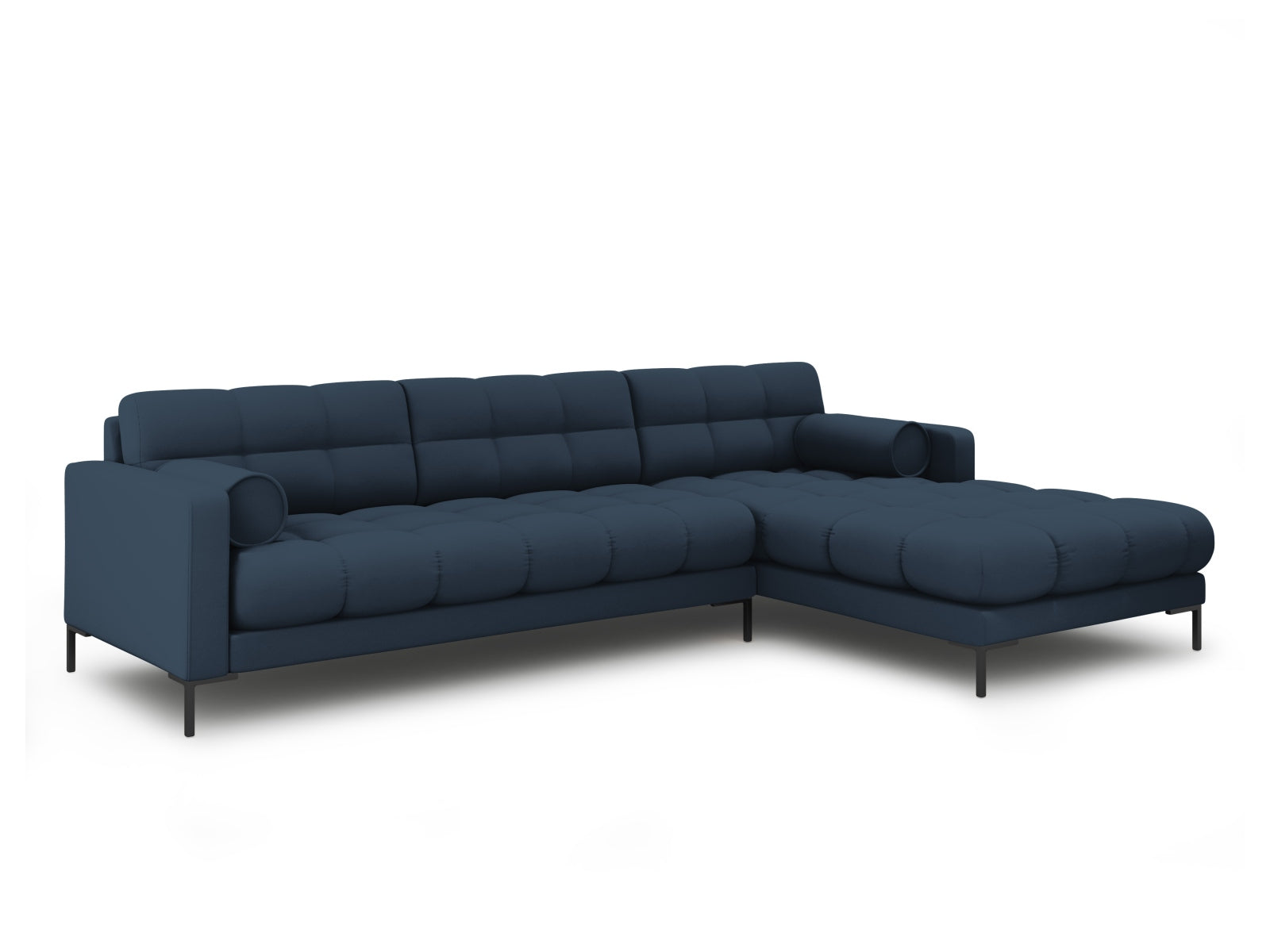 Elegantes 5-Sitzer Ecksofa rechts Bali in trendigem Blue-Neve, ideal für stilvolle Wohnräume und entspannte Stunden von Cosmopolitan Design.