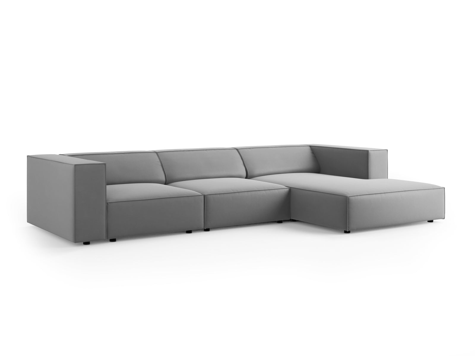 Erleben Sie das elegante Arendal Velour Ecksofa rechts 4 Sitzer von Cosmopolitan Design – perfekt für stilvolle Wohnräume und entspannte Stunden.
