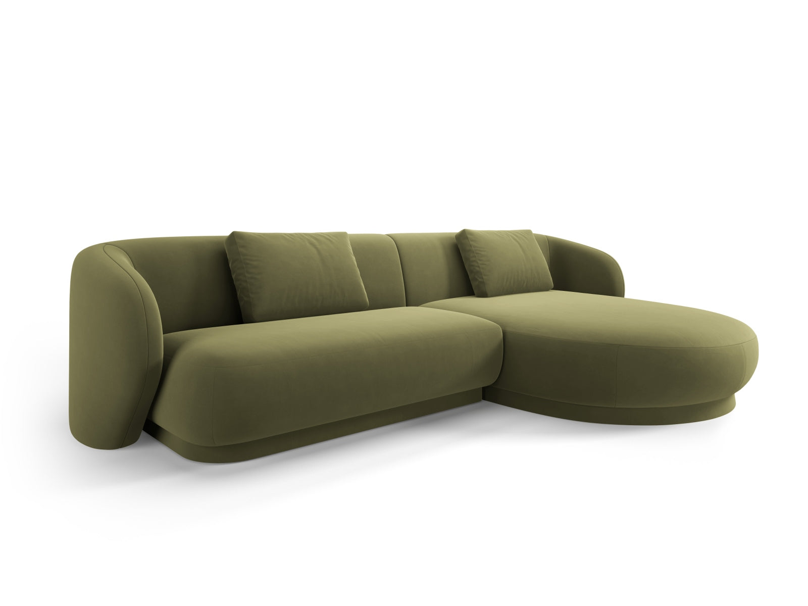 Camden Velour Ecksofa rechts 4 Sitzer in Light Green präsentiert im Onlineshop von KAQTU Design AG. Ecksofa rechts ist von Cosmopolitan Design
