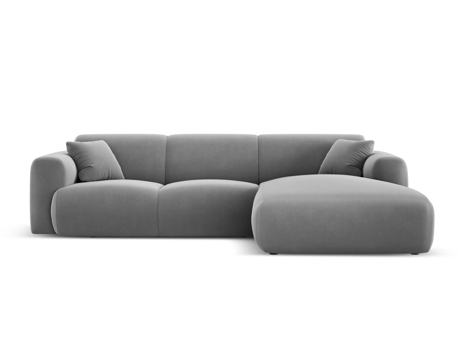 Nolio Velour Ecksofa rechts 4 Sitzer 170cm in Light Grey-Casino präsentiert im Onlineshop von KAQTU Design AG. L-Sofa rechts ist von Cosmopolitan Design